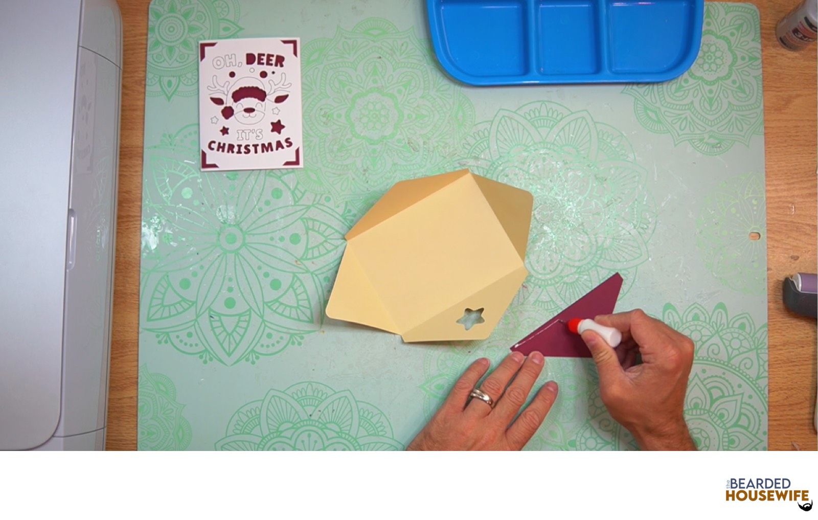 add glue along the outer edge of the inlay