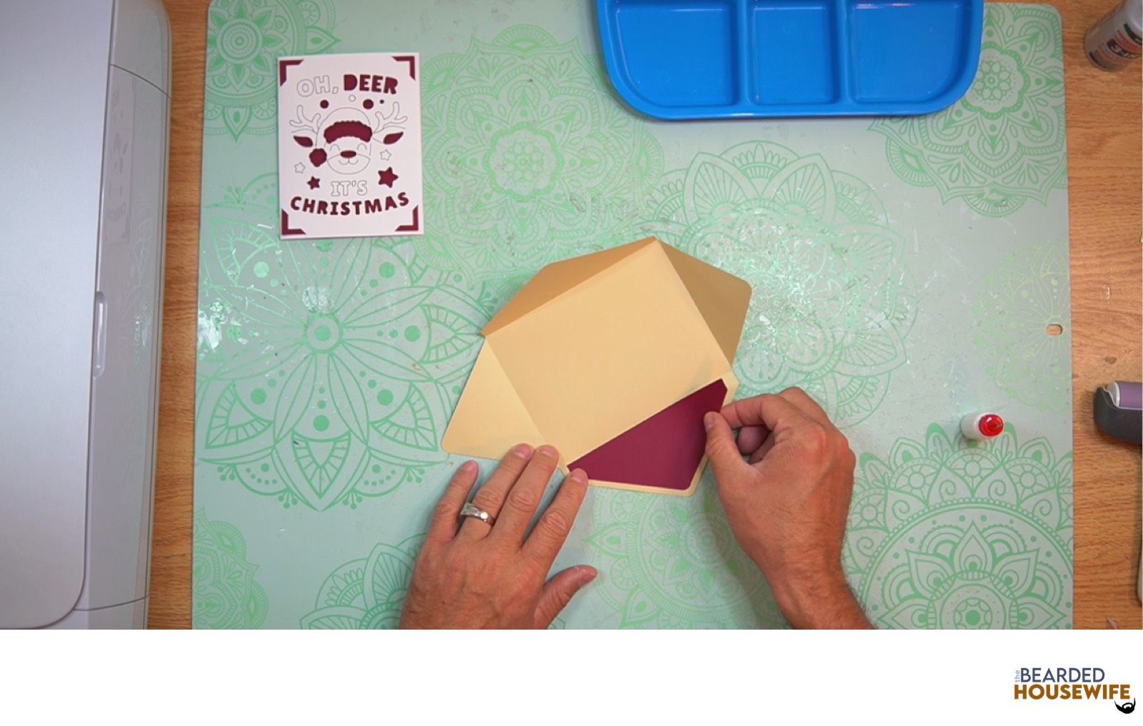 add the inlay over the cutout on the envelope