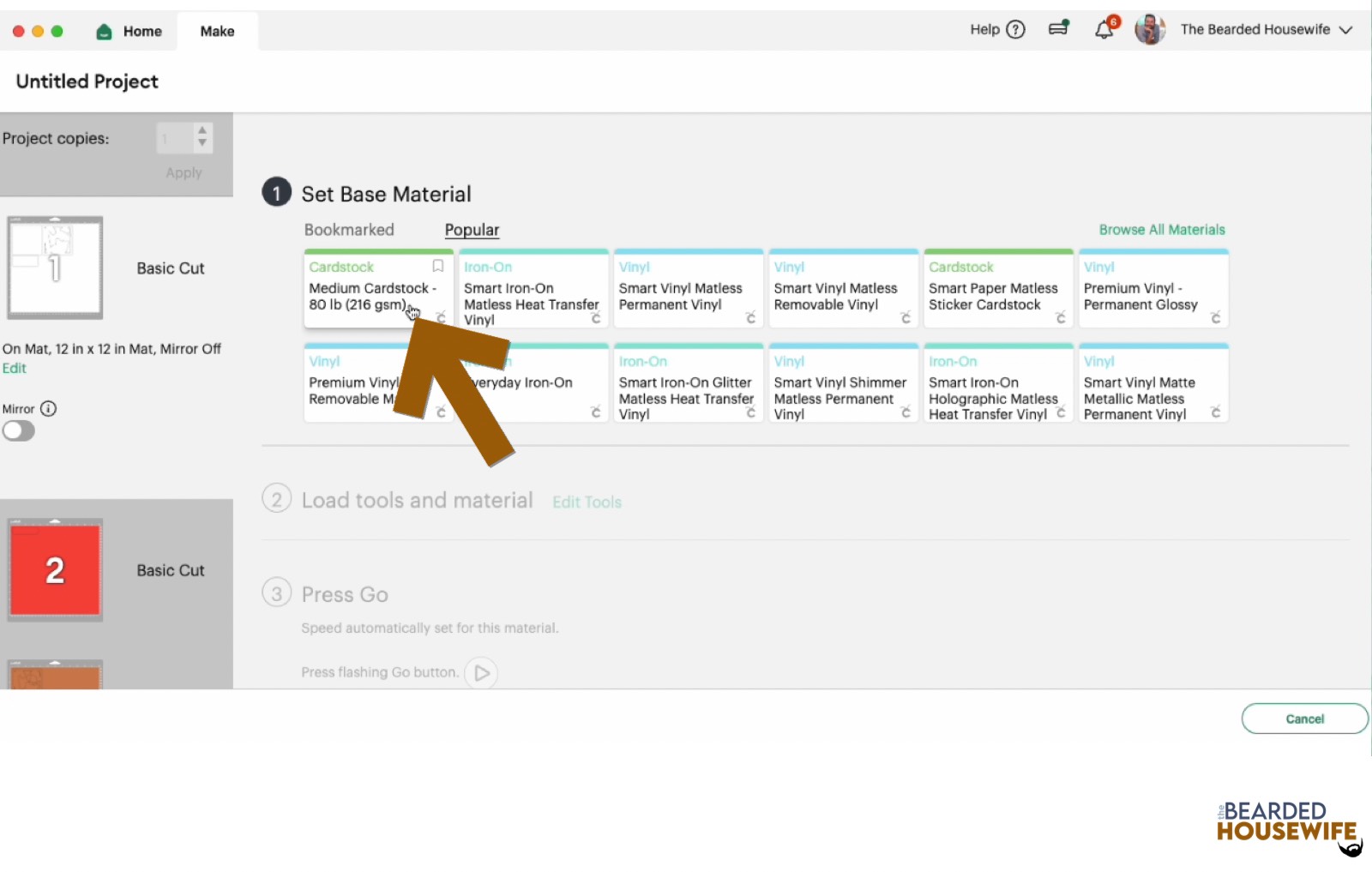 make your material selections