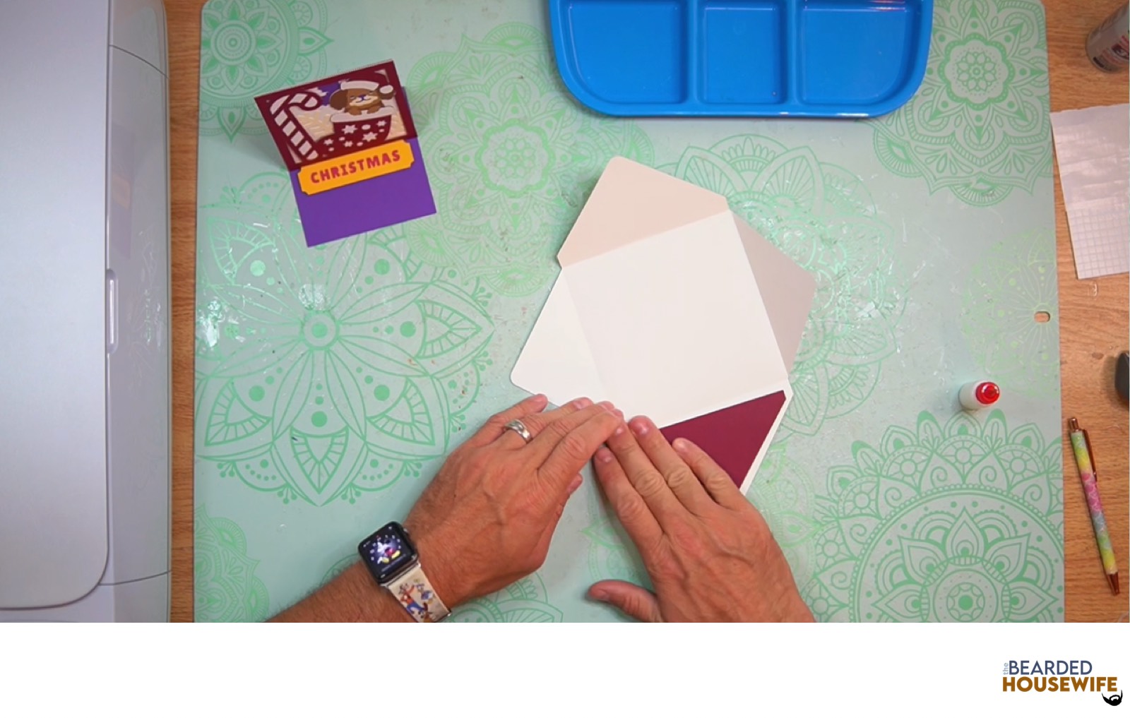 attach the inlay to the envelope