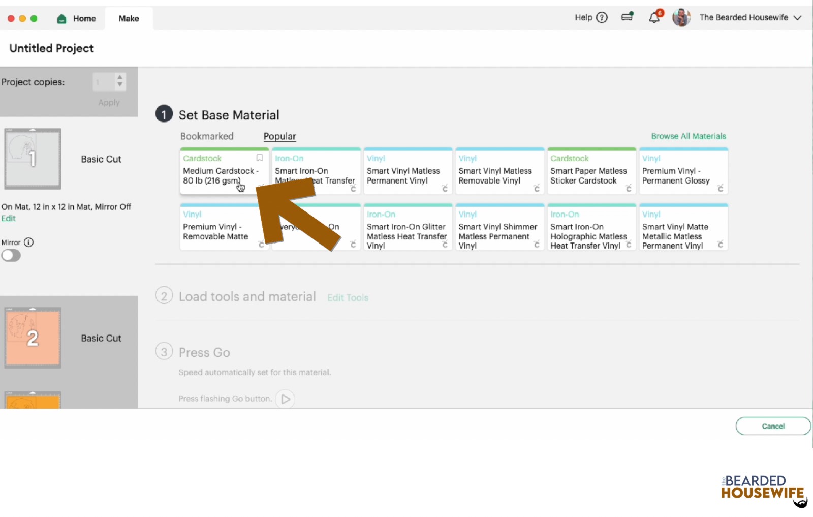 make your material selections