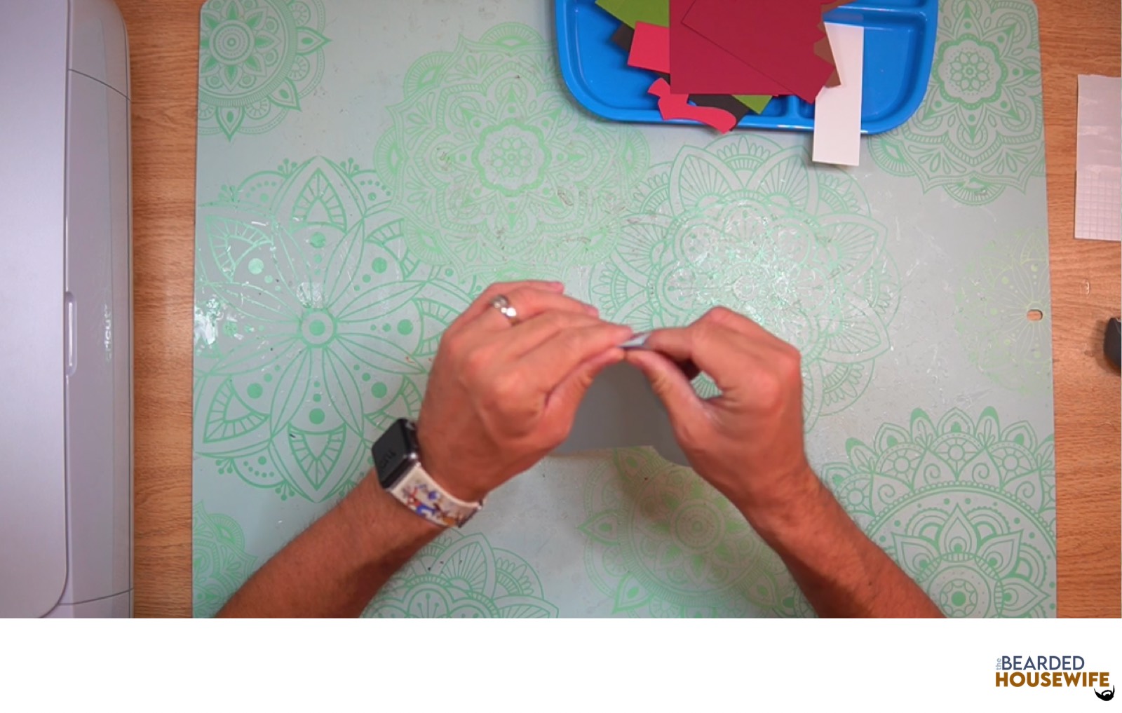 fold the card base along the score lines