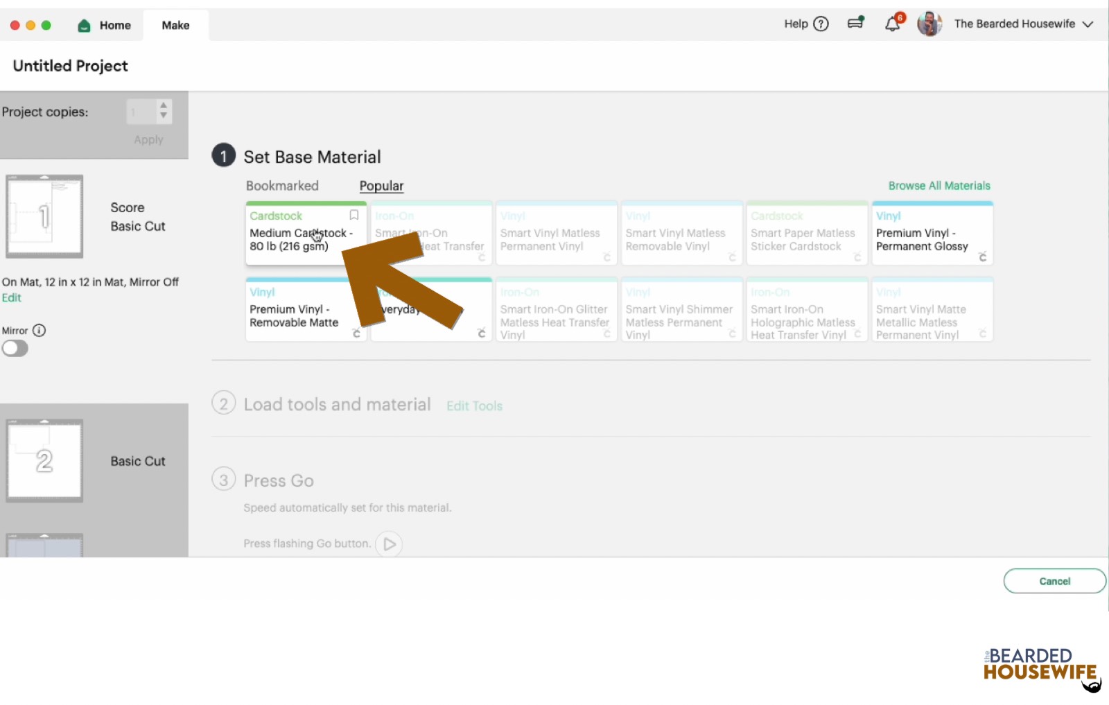 make your material selections