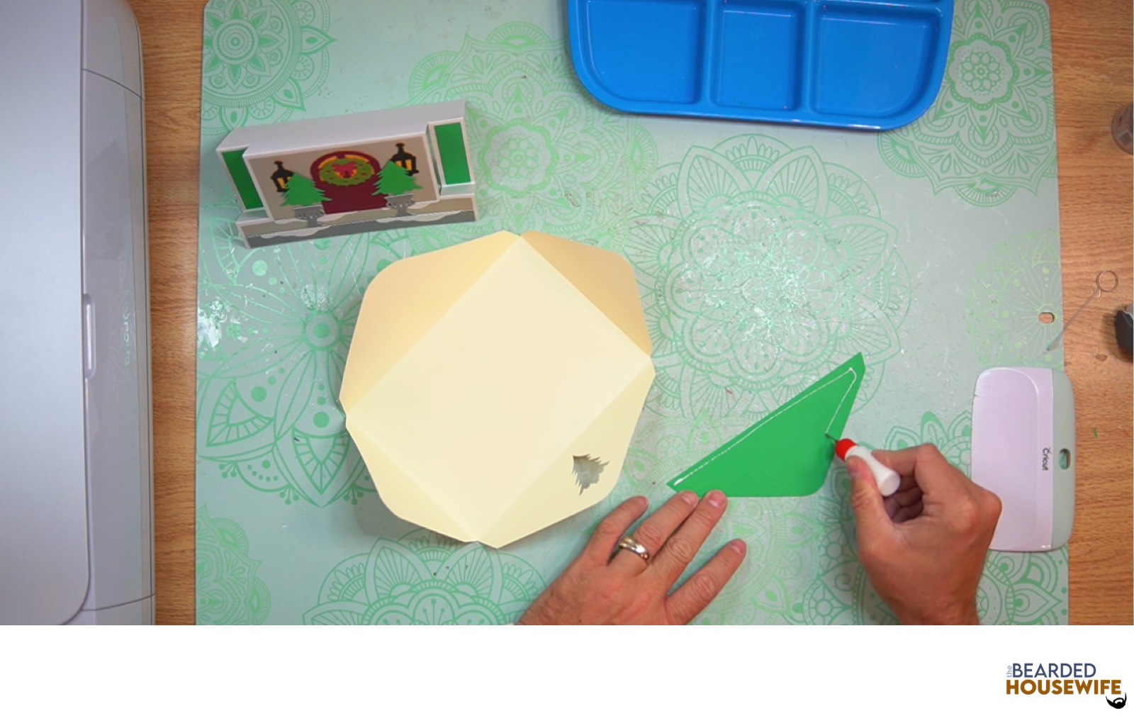 add glue along the outer edge of the inlay