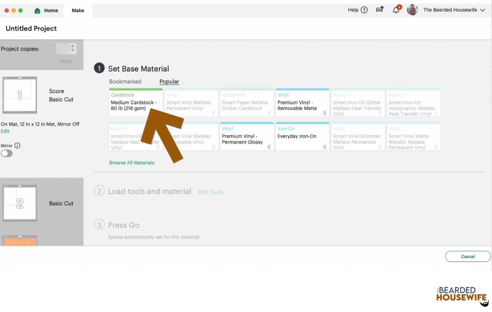 make your material selections