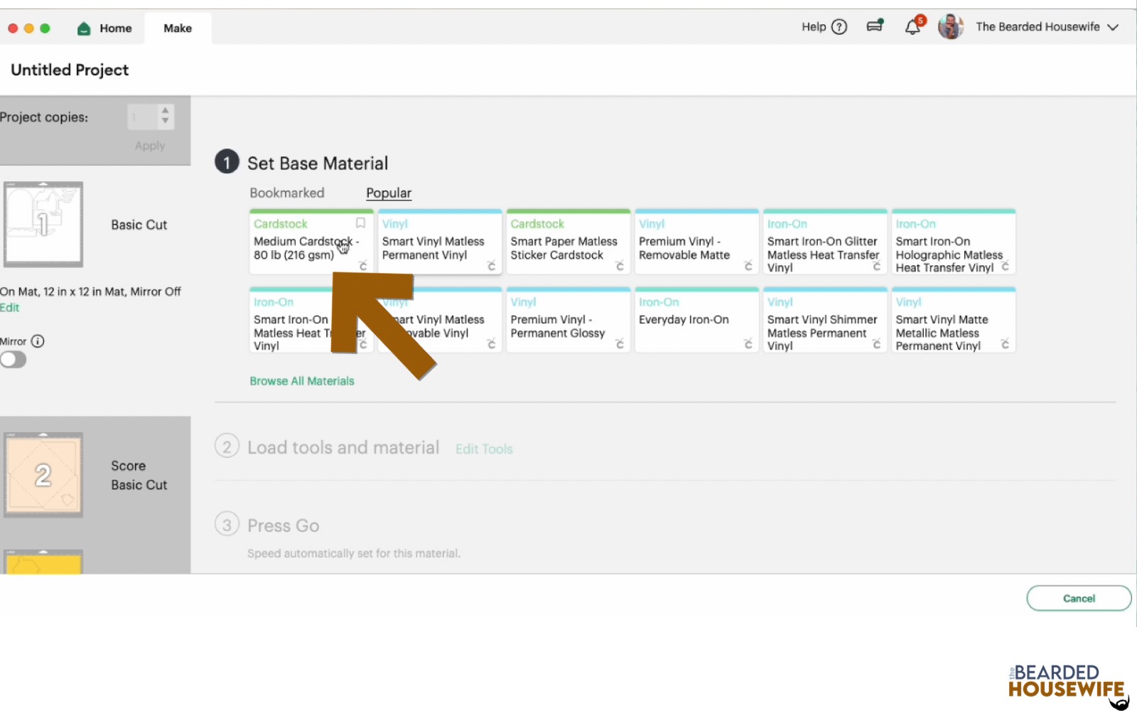 make your material selections