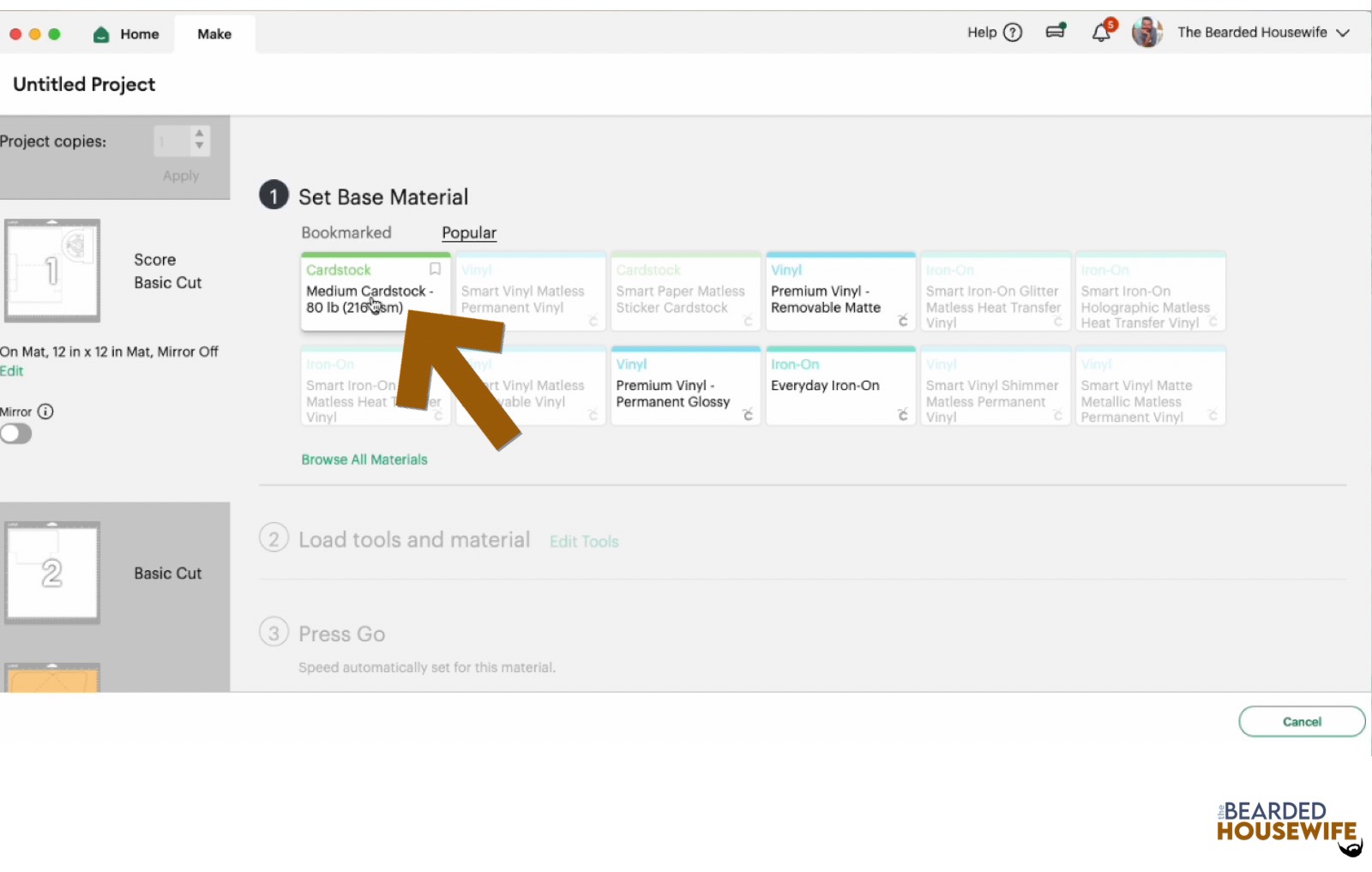 make your material selections