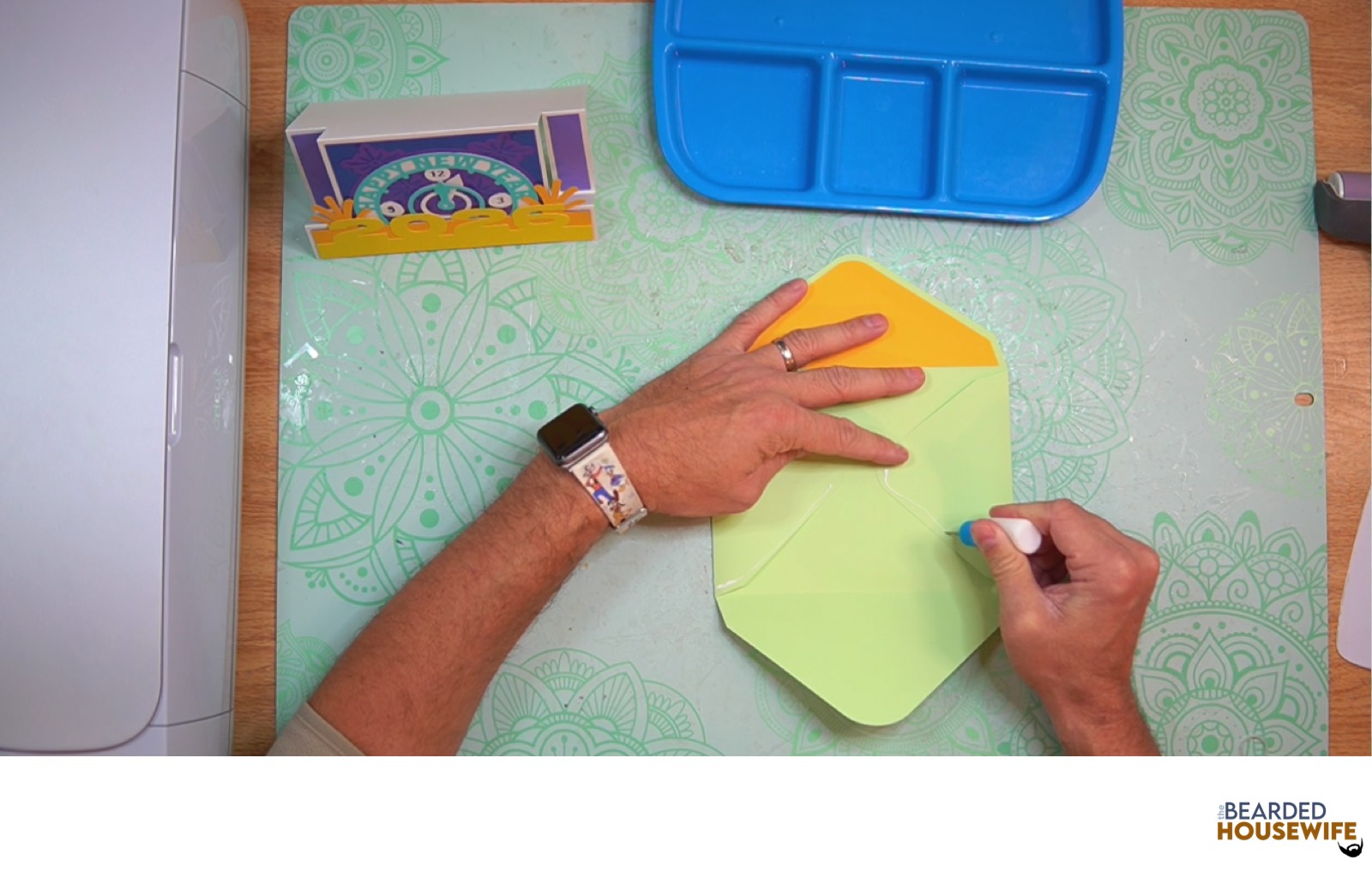 add glue to the bottom of the side flaps