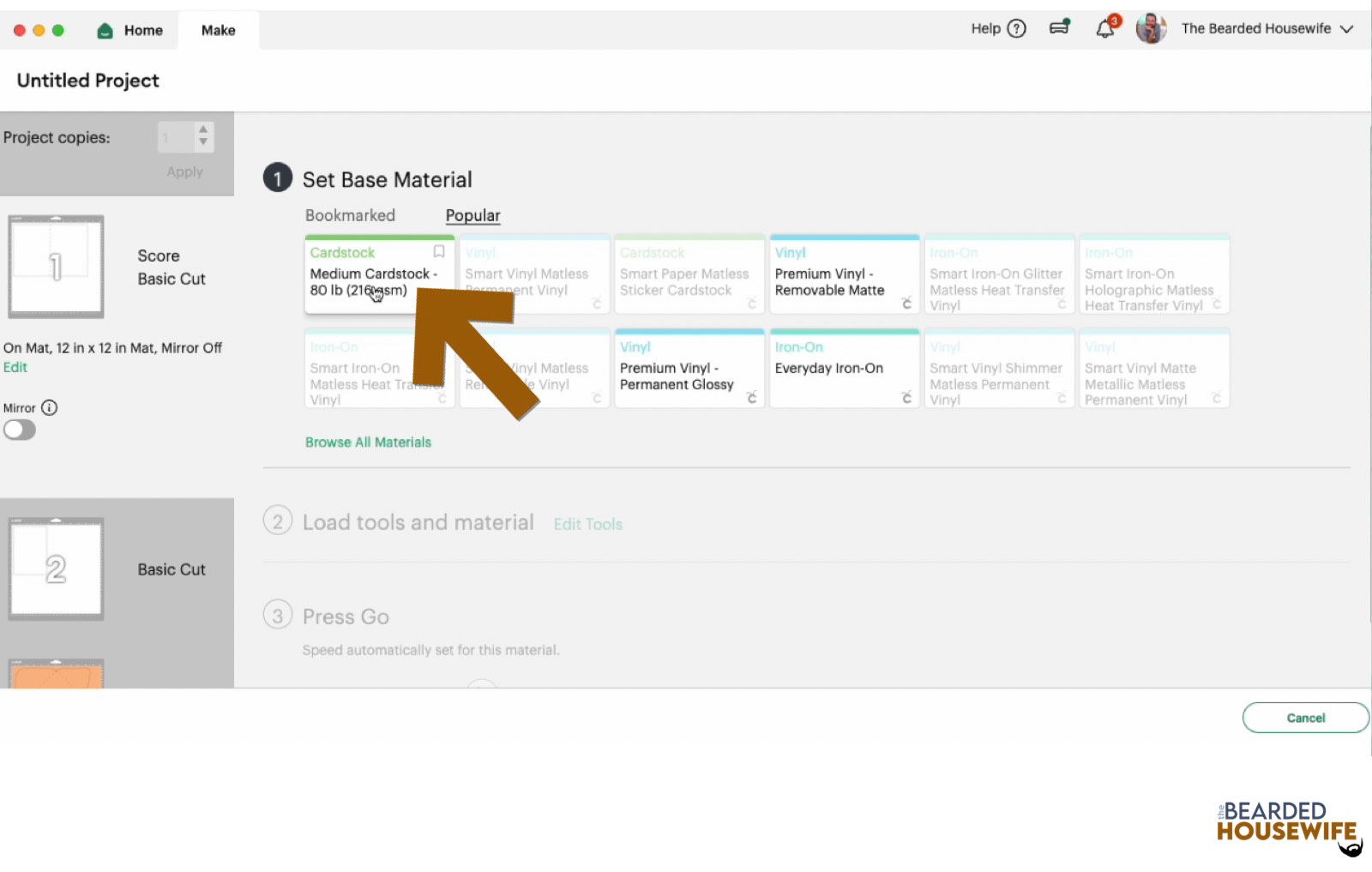 make your material selections