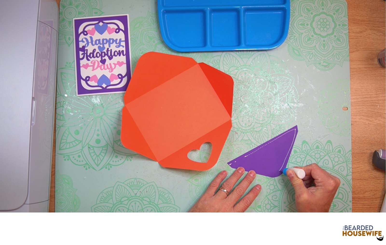 add glue along the outer edge of the inlay