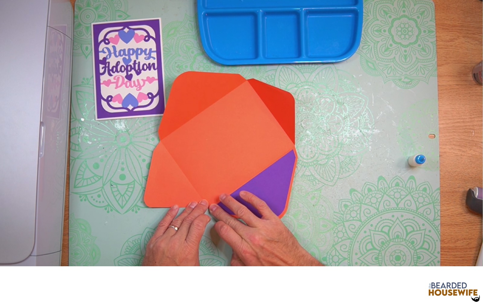 add the inlay to the cutout on the envelope