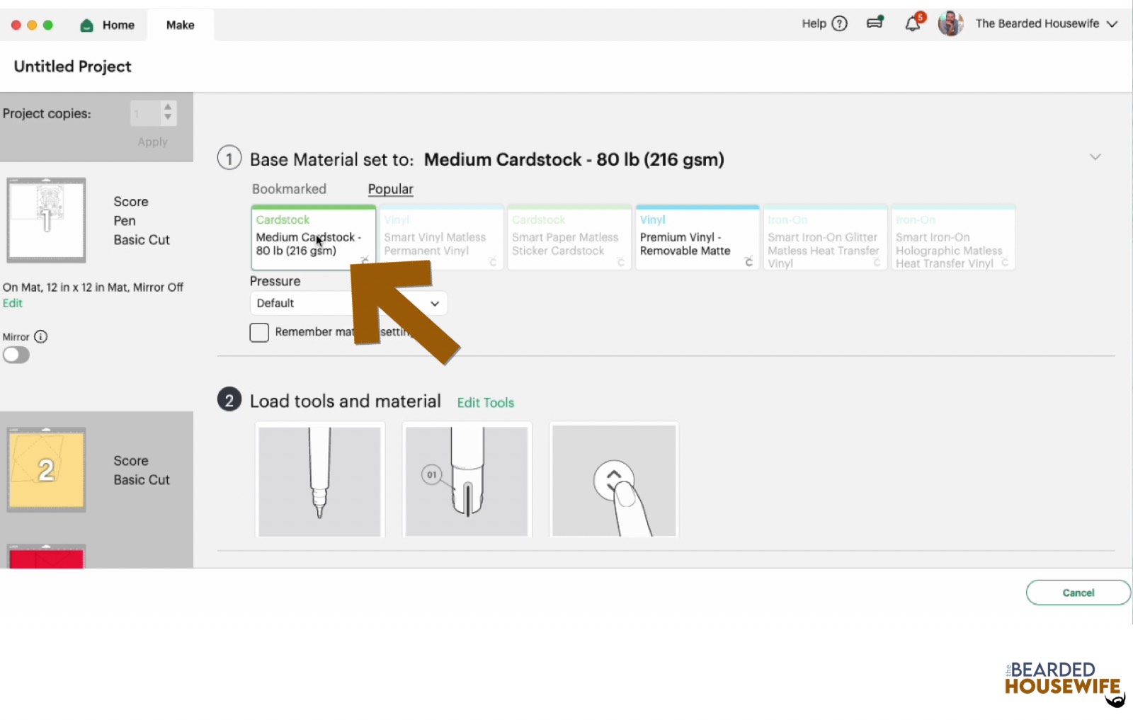 make your material selections