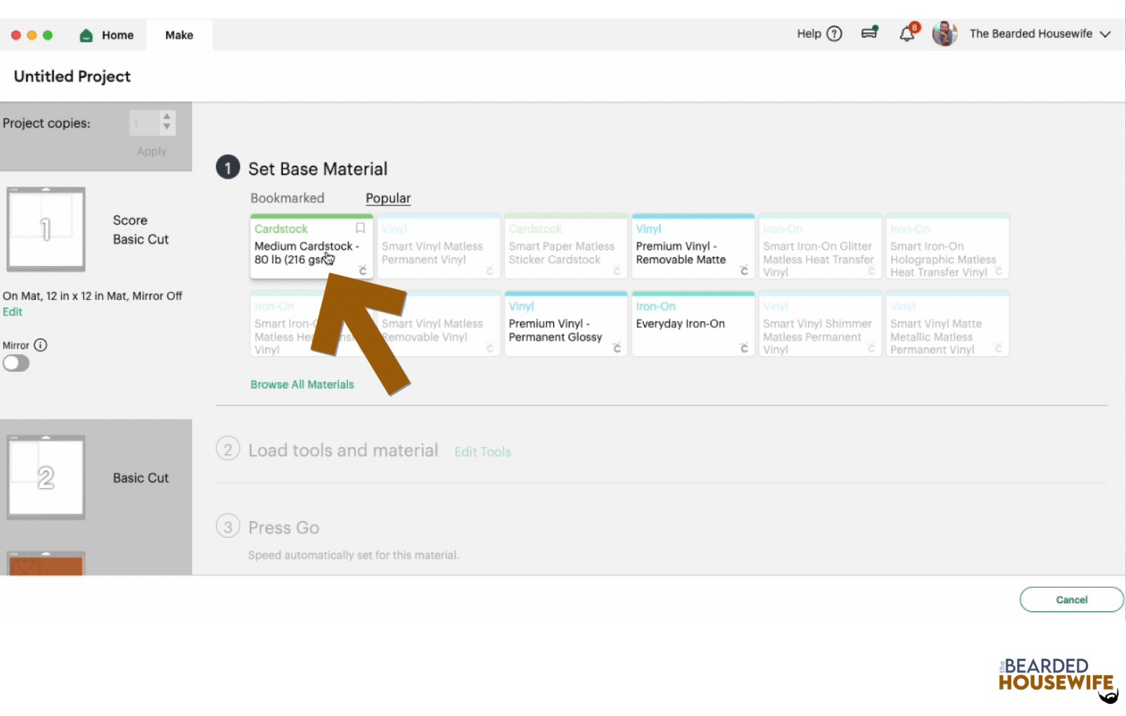 make your material selections