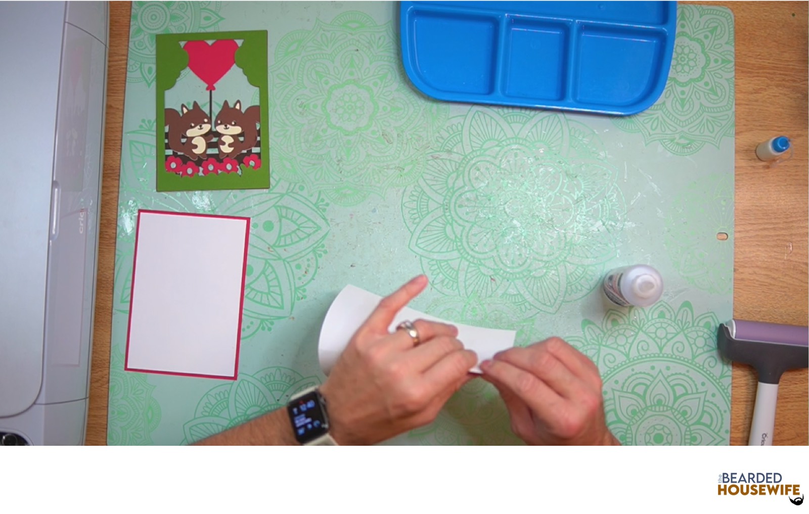 fold the card base along the score lines