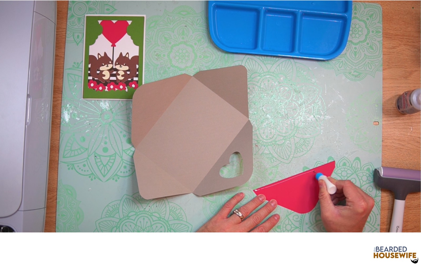 add glue along the outer edge of the inlay