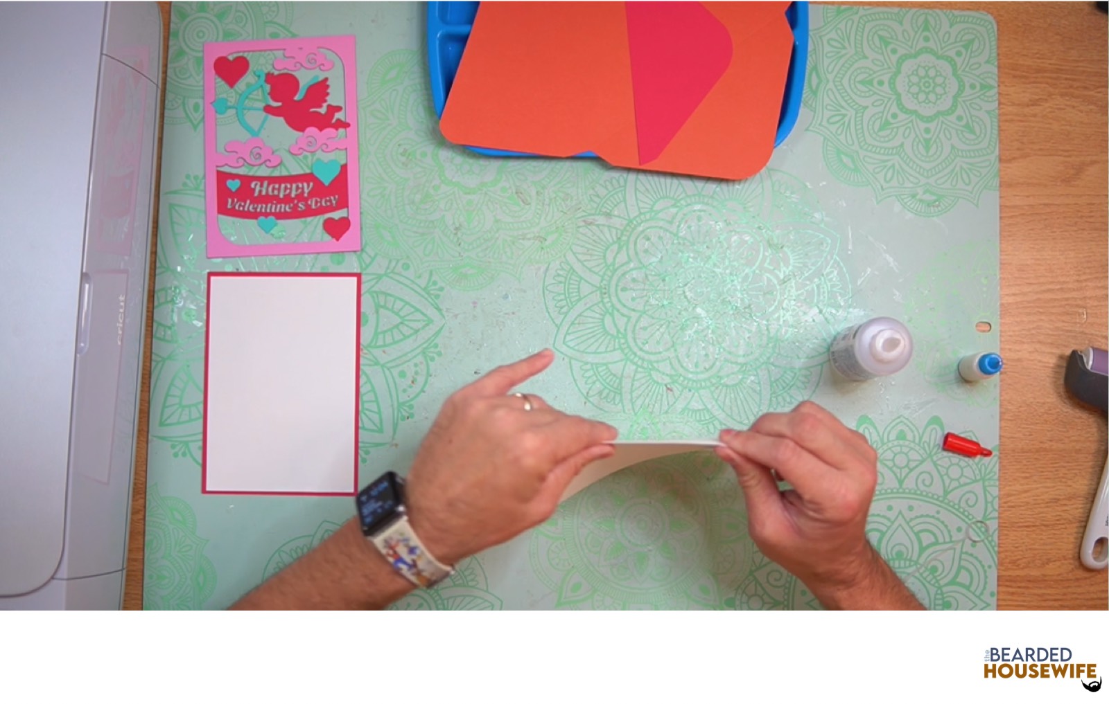 fold the card base along the score line