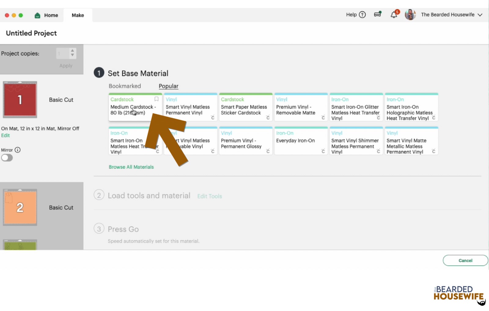 make your material selections