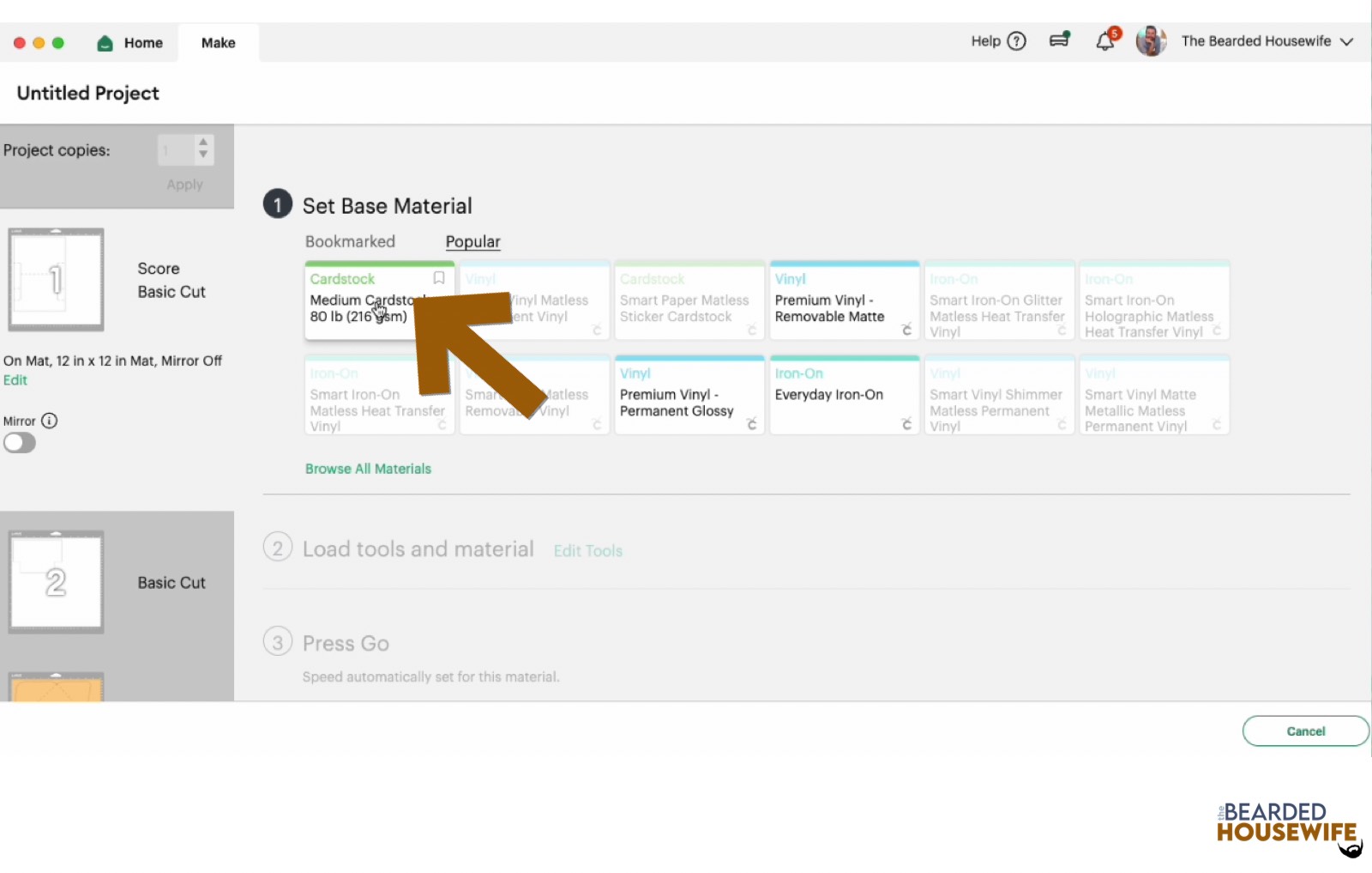 make your material selections