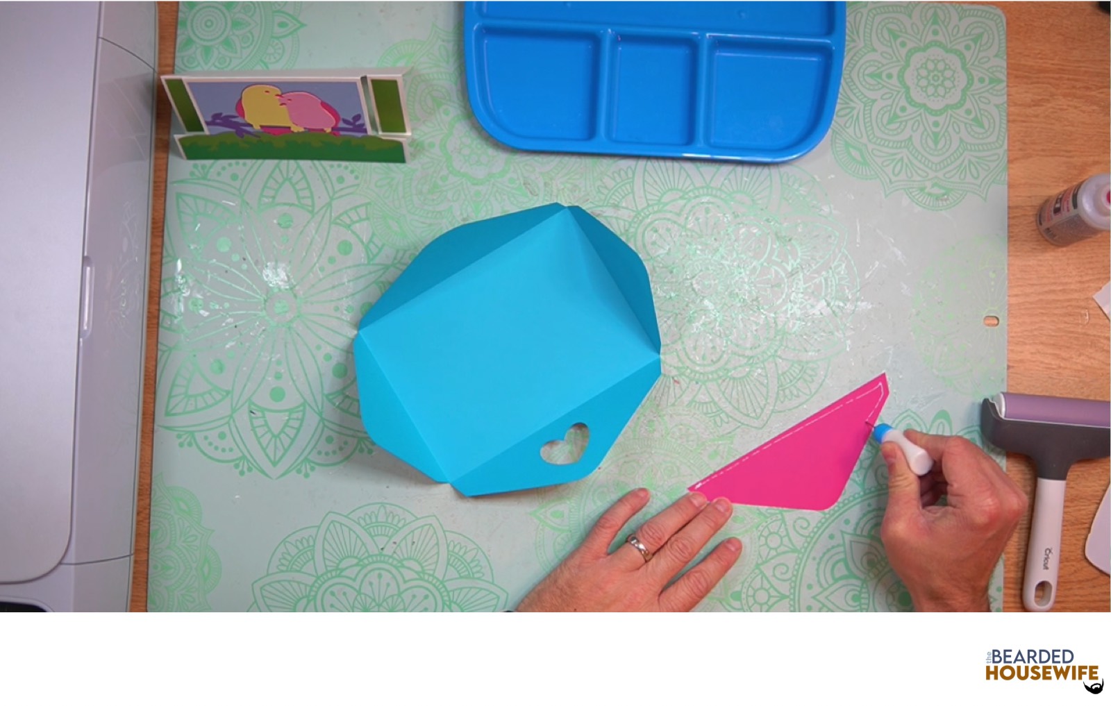 add glue along the outer edge of the inlay