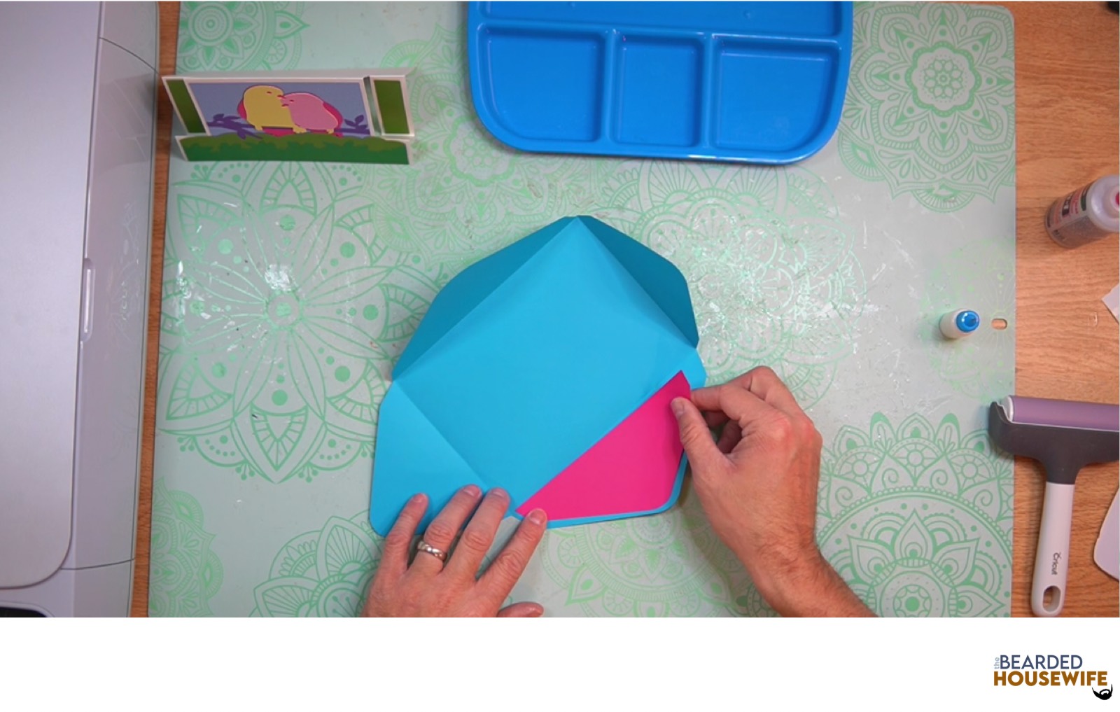 attach the inlay to the envelope