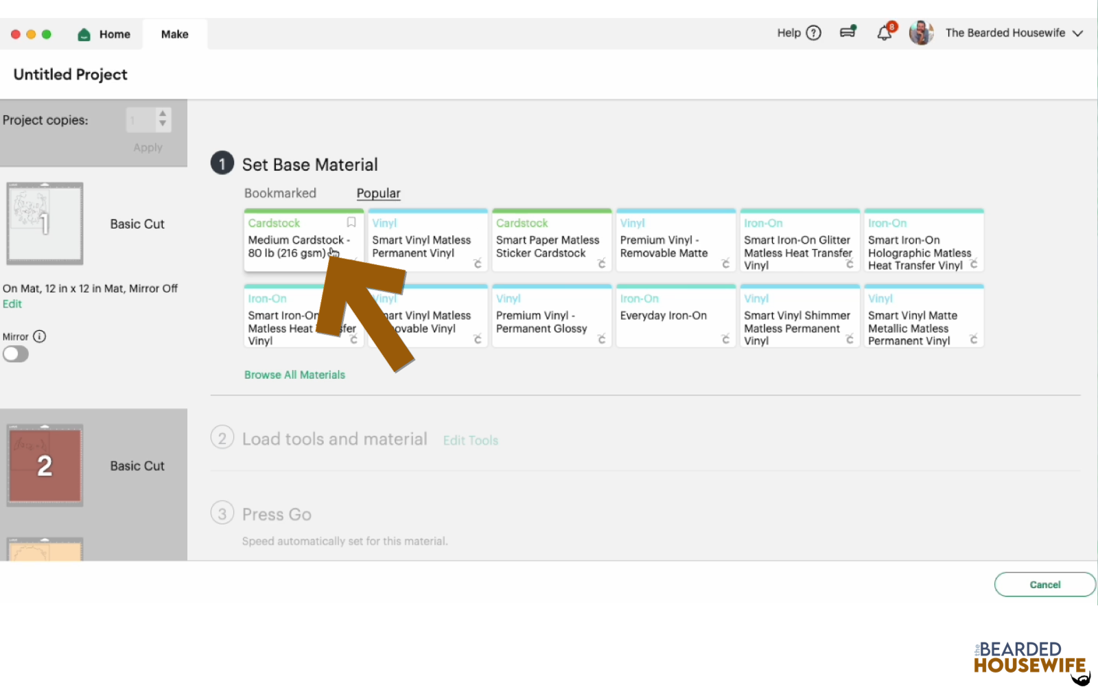 make your material selections
