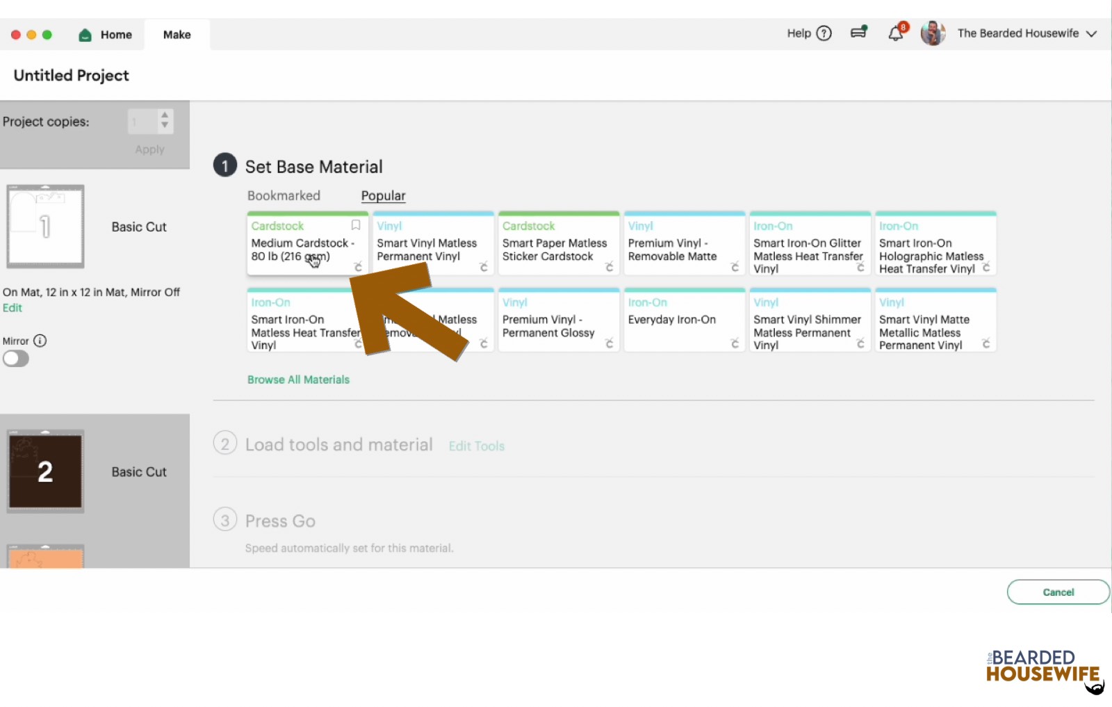 make your material selections