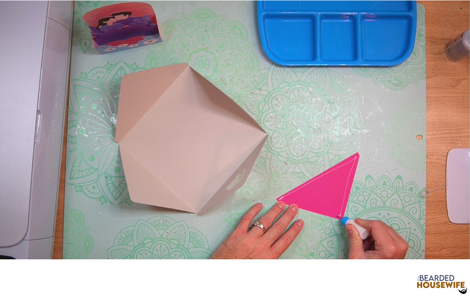 add glue along the outer edge of the inlay