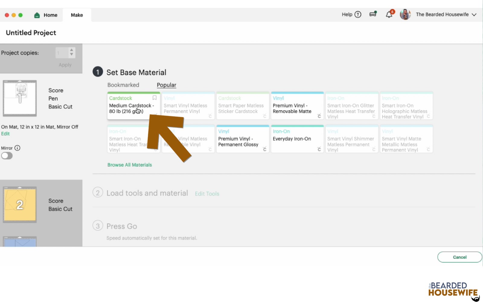 make your material selections