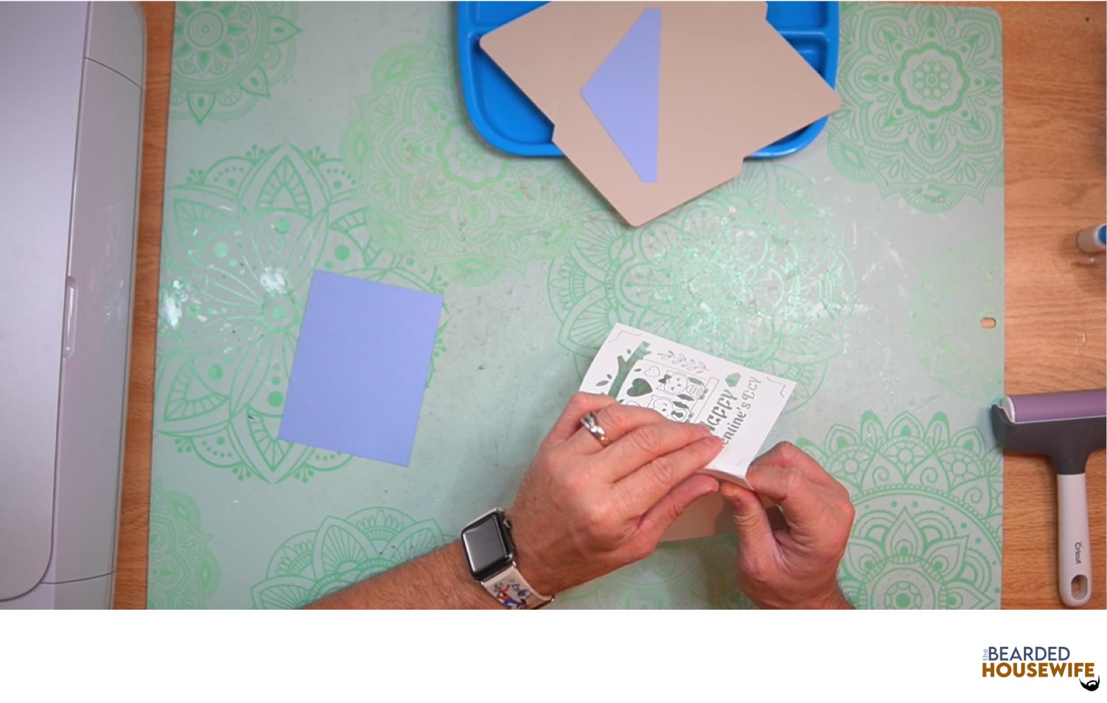 fold the card base along the score lines