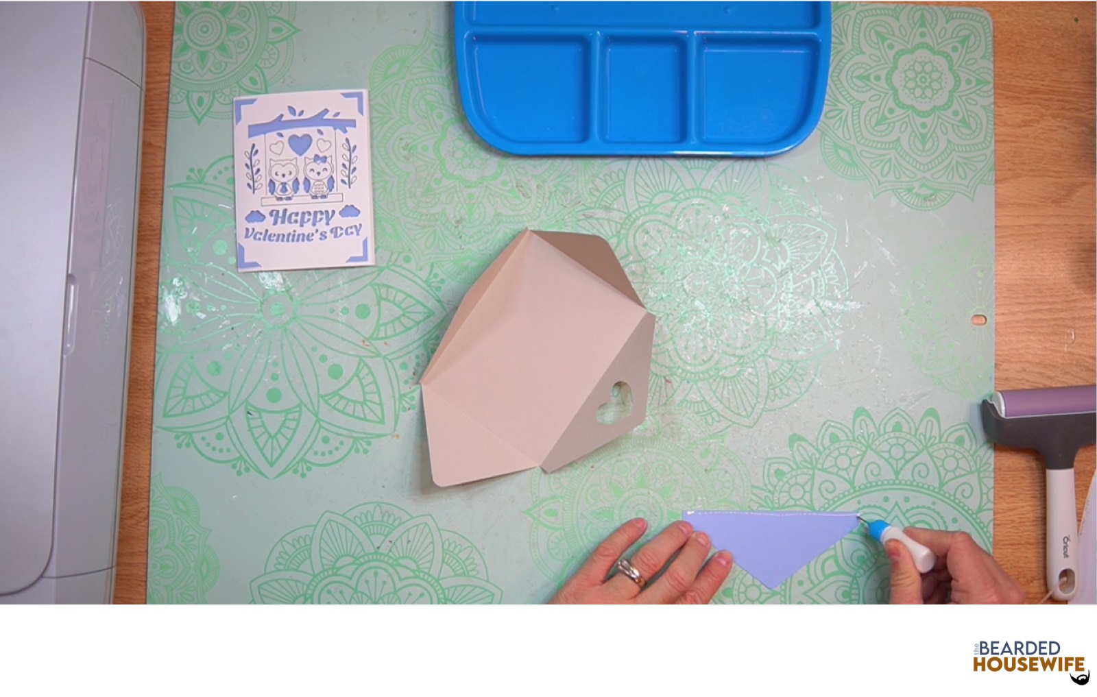 add glue along the outer edge of the inlay