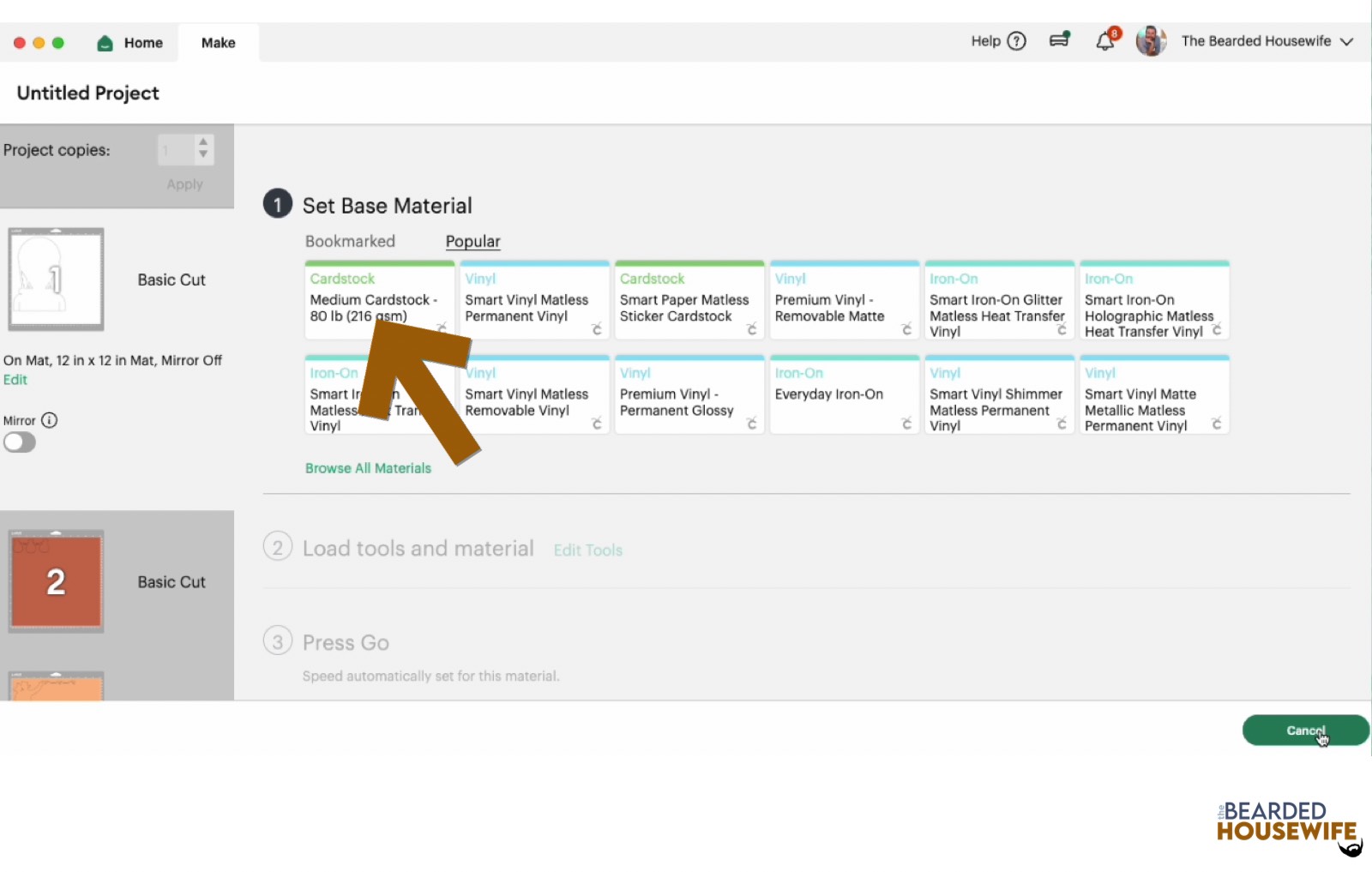 make your material selections