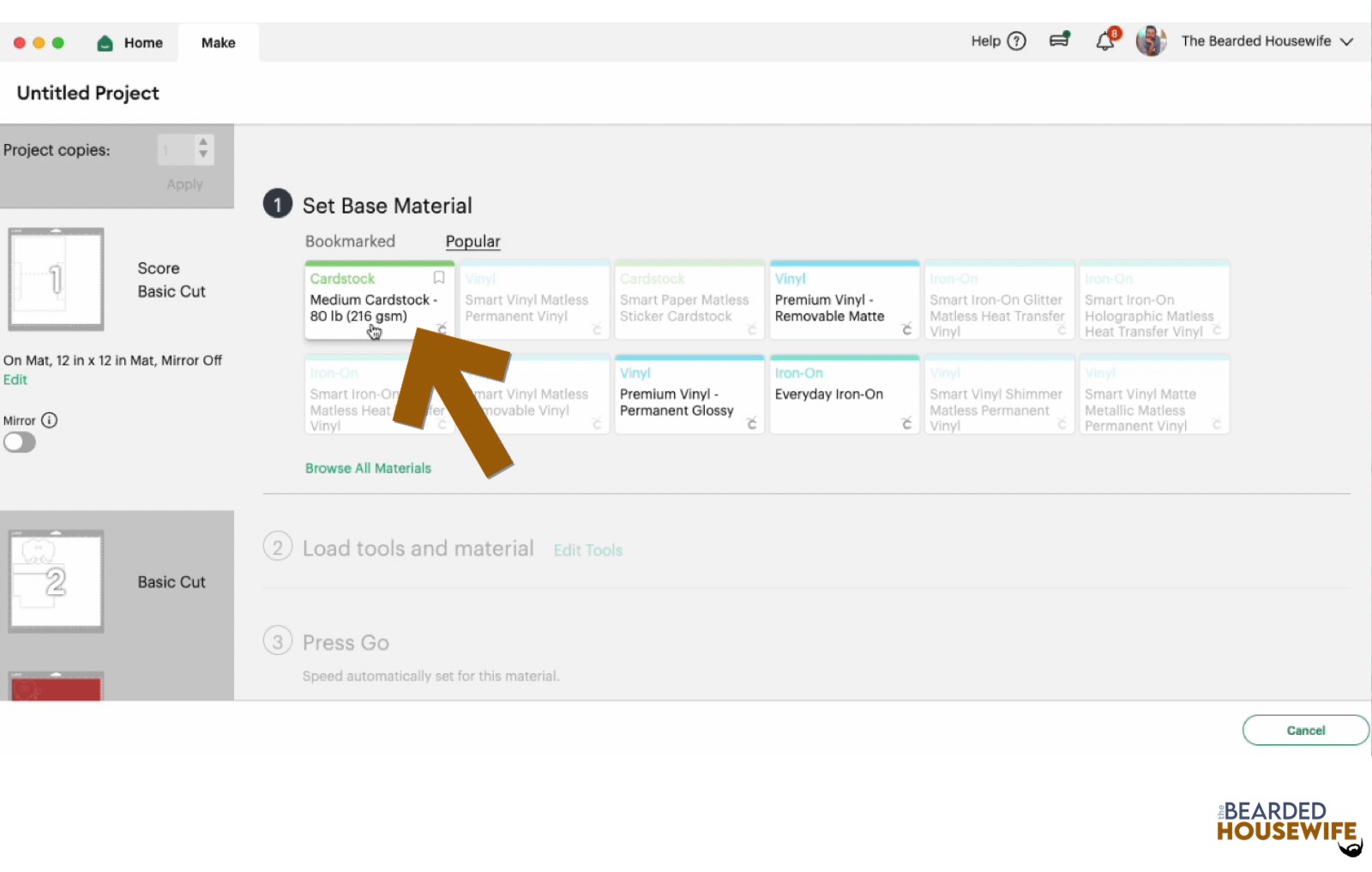 make your material selections