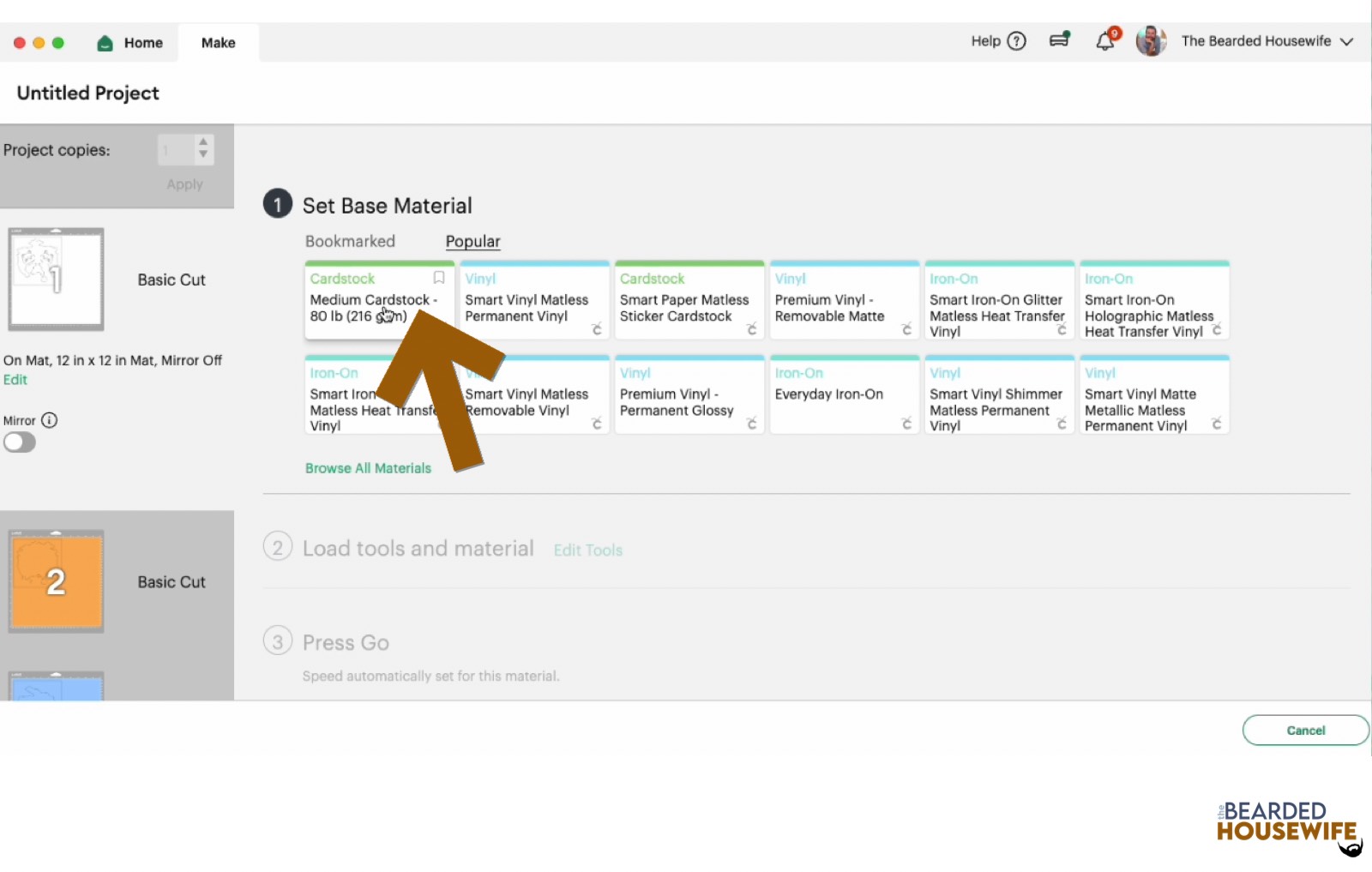 make your material selections