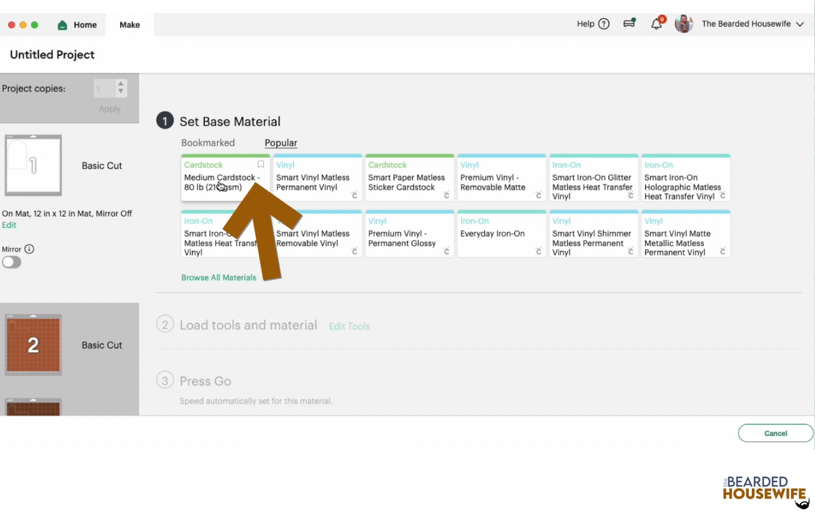 make your material selections