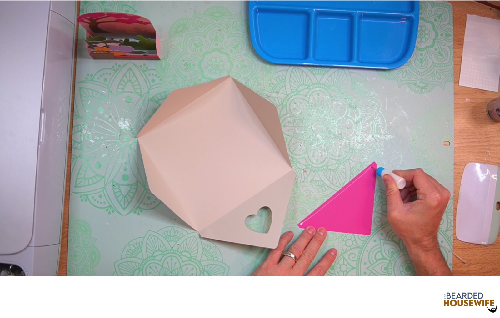 add glue along the outer edge of the inlay