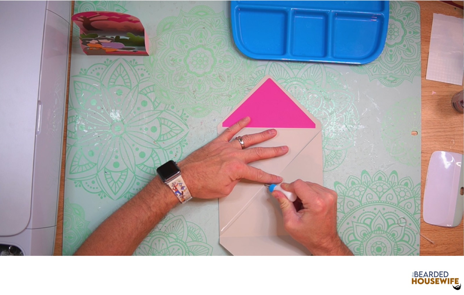 add glue along the bottom of the side flaps