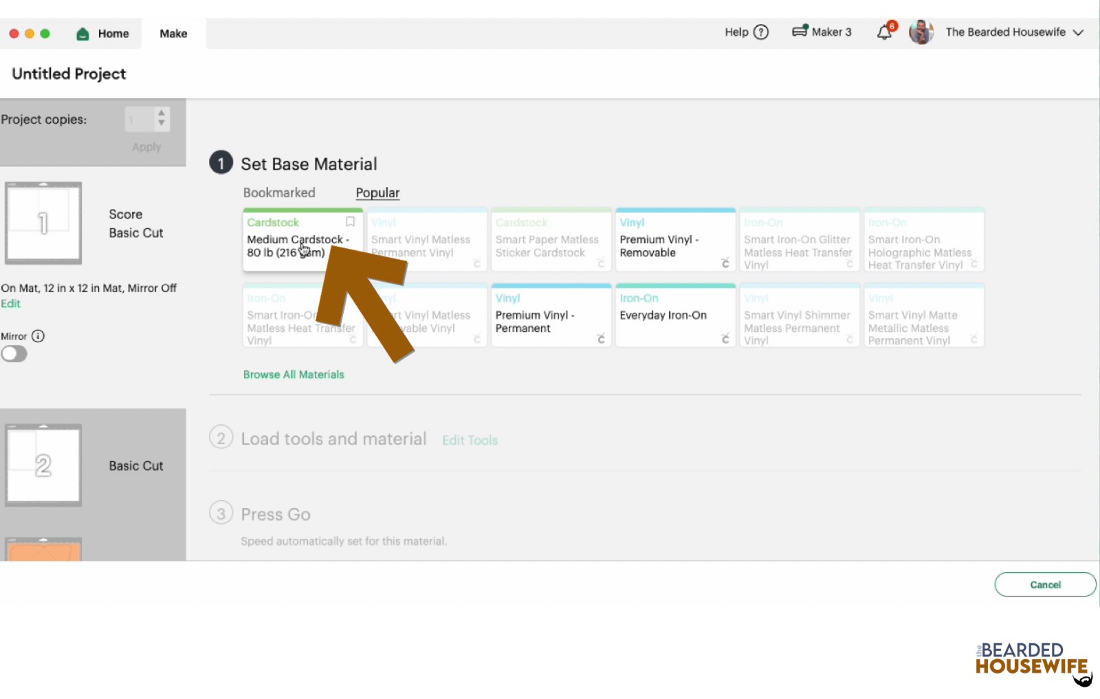 make your material selections