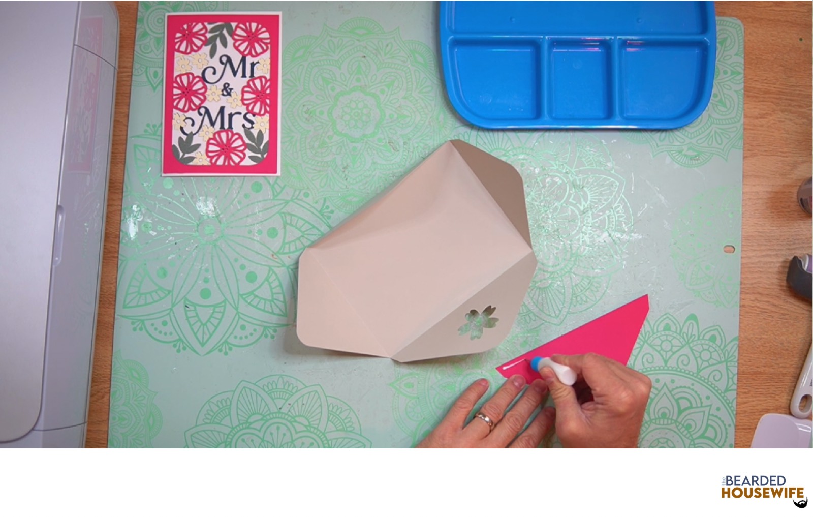 add glue along the outer edge of the inlay