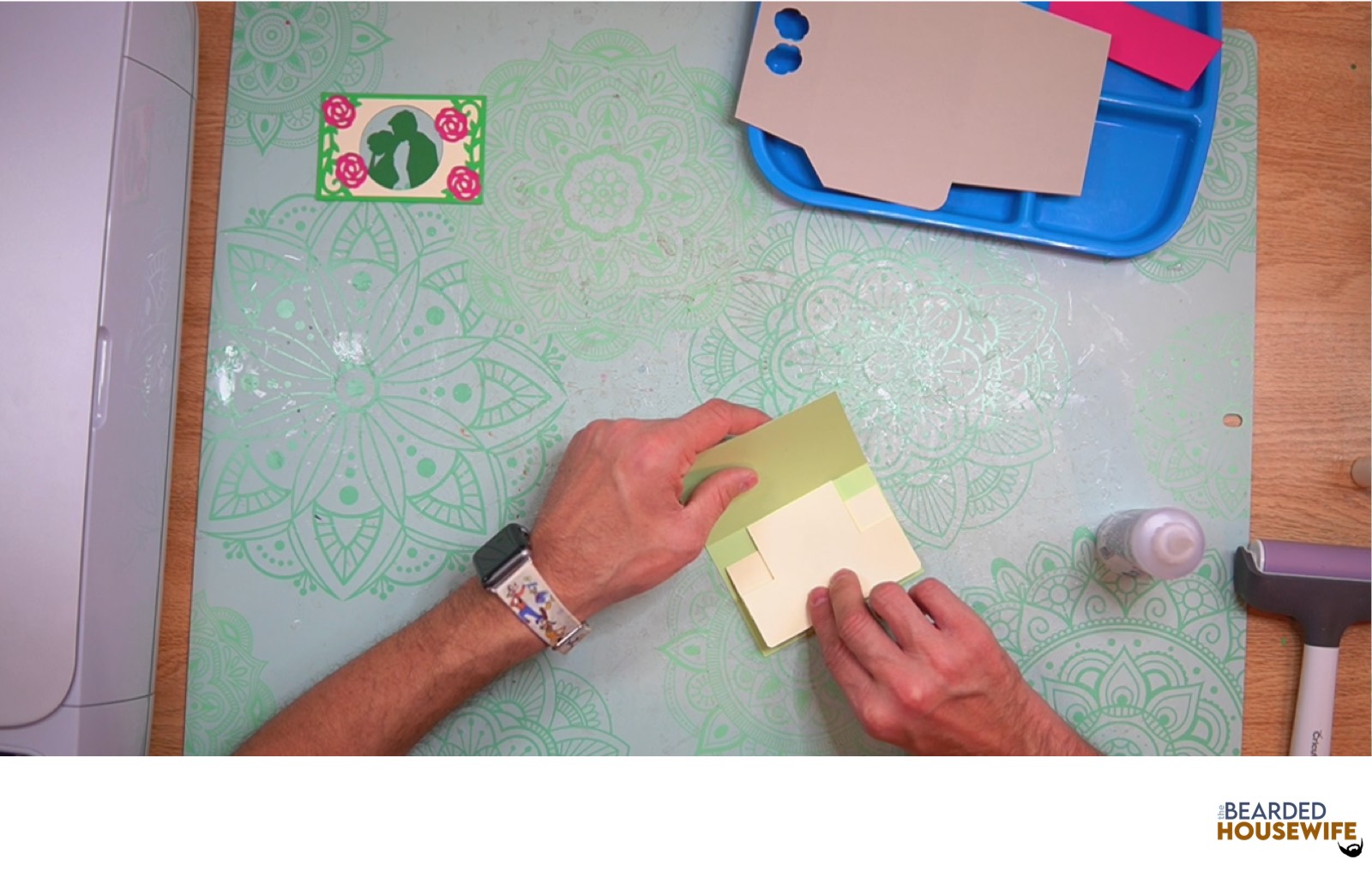 attach to the inside of the card base