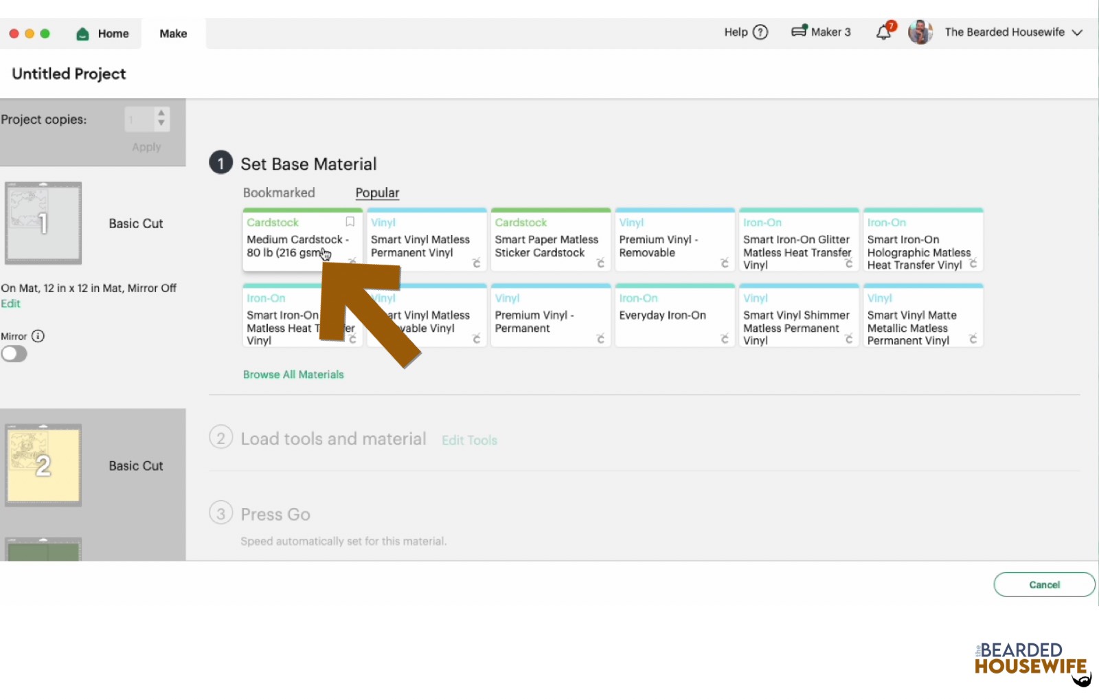 make your material selections