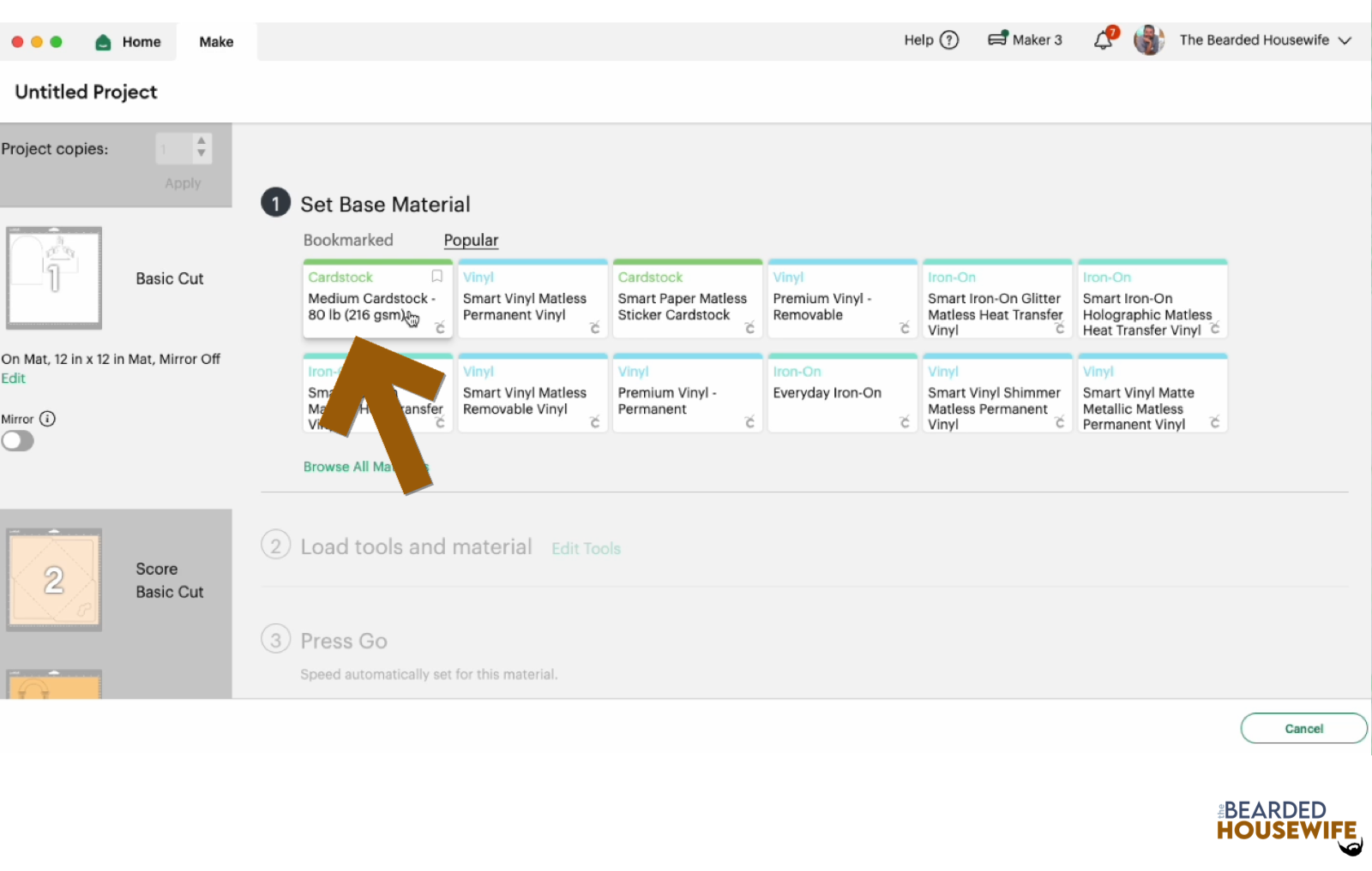 make your material selections