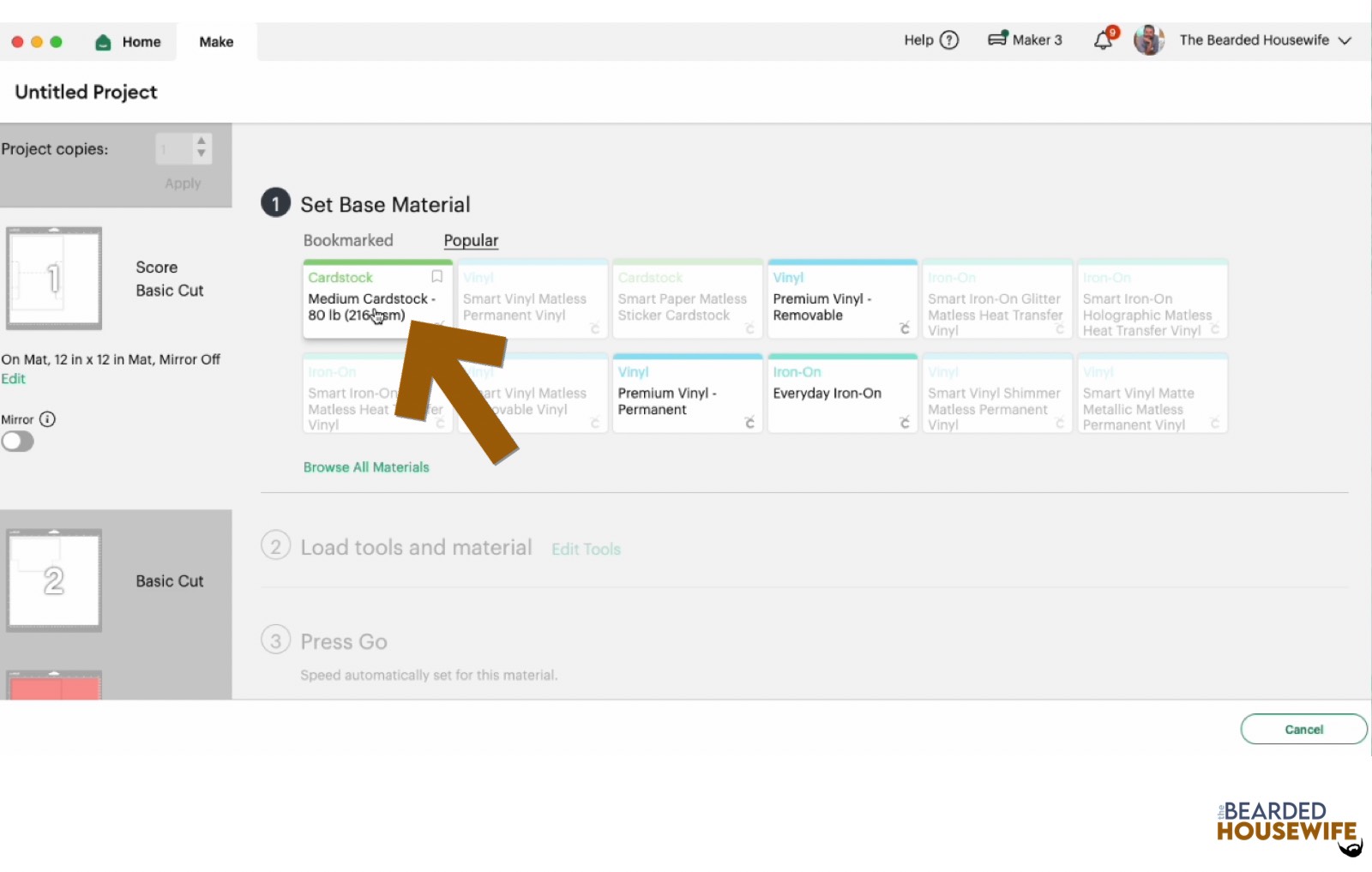 make your material selections