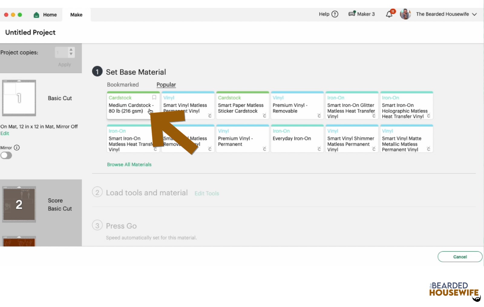 make your material selections
