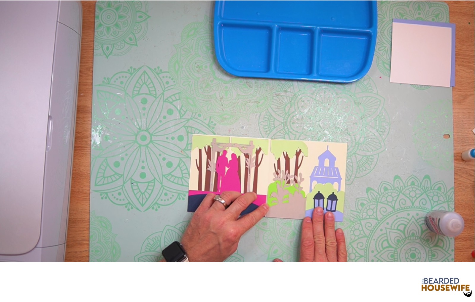 attach the right side of the band to the card base