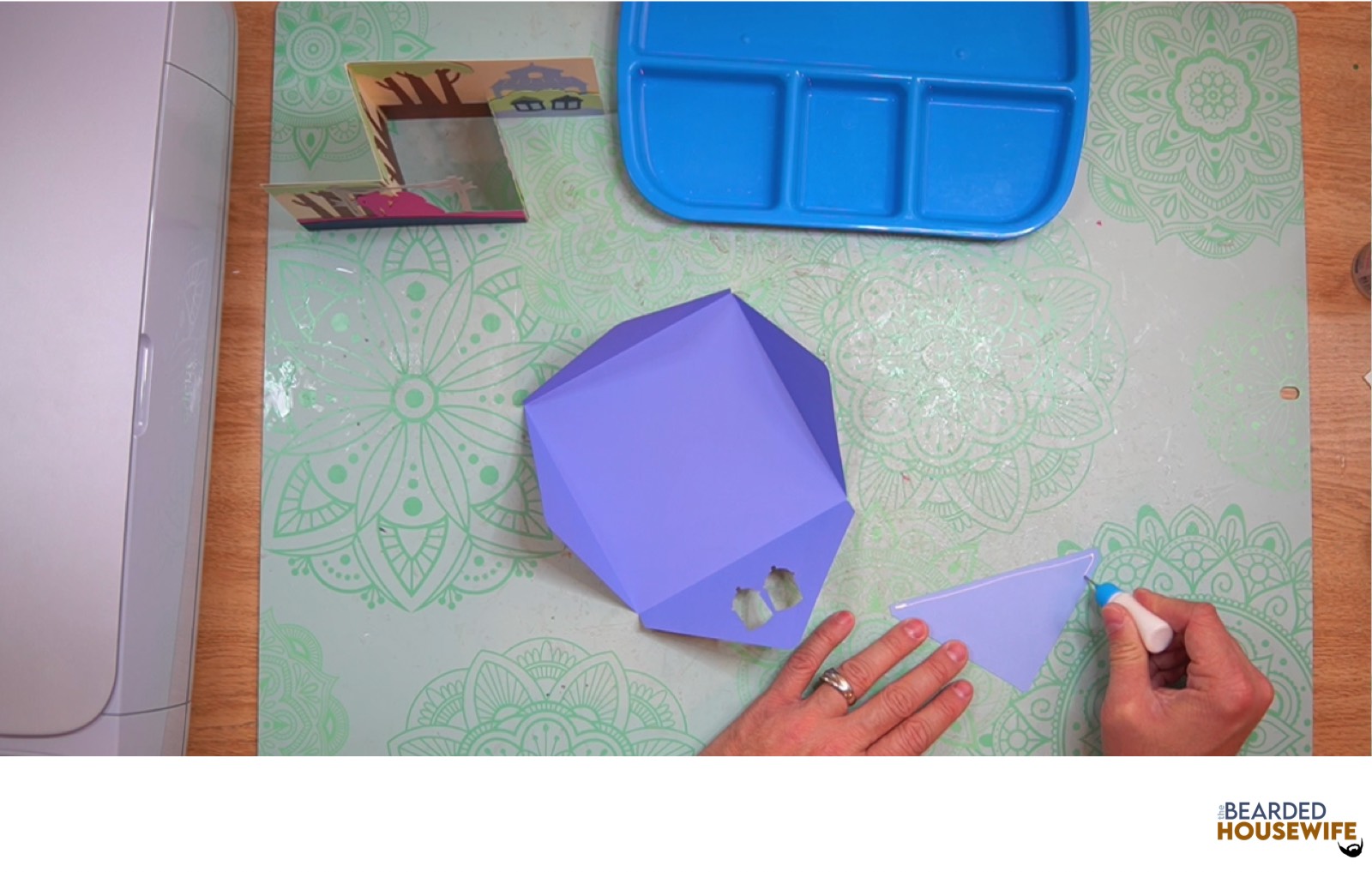 add glue along the outer edge of the inlay