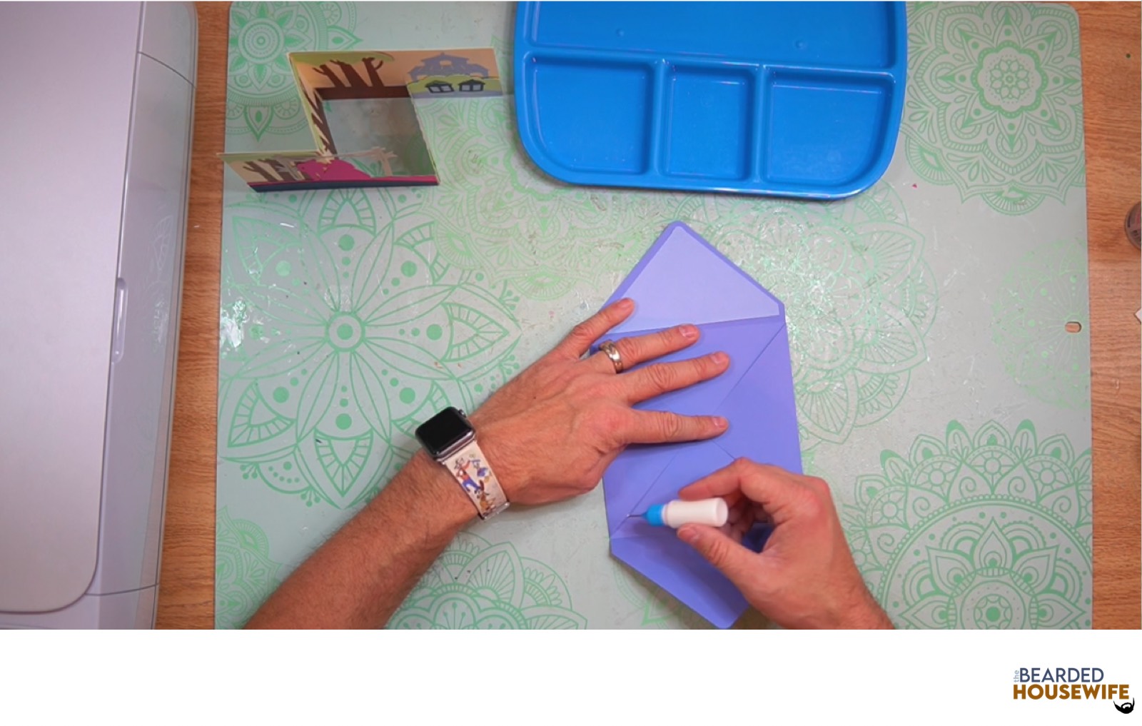 add glue to the bottom of the side flaps