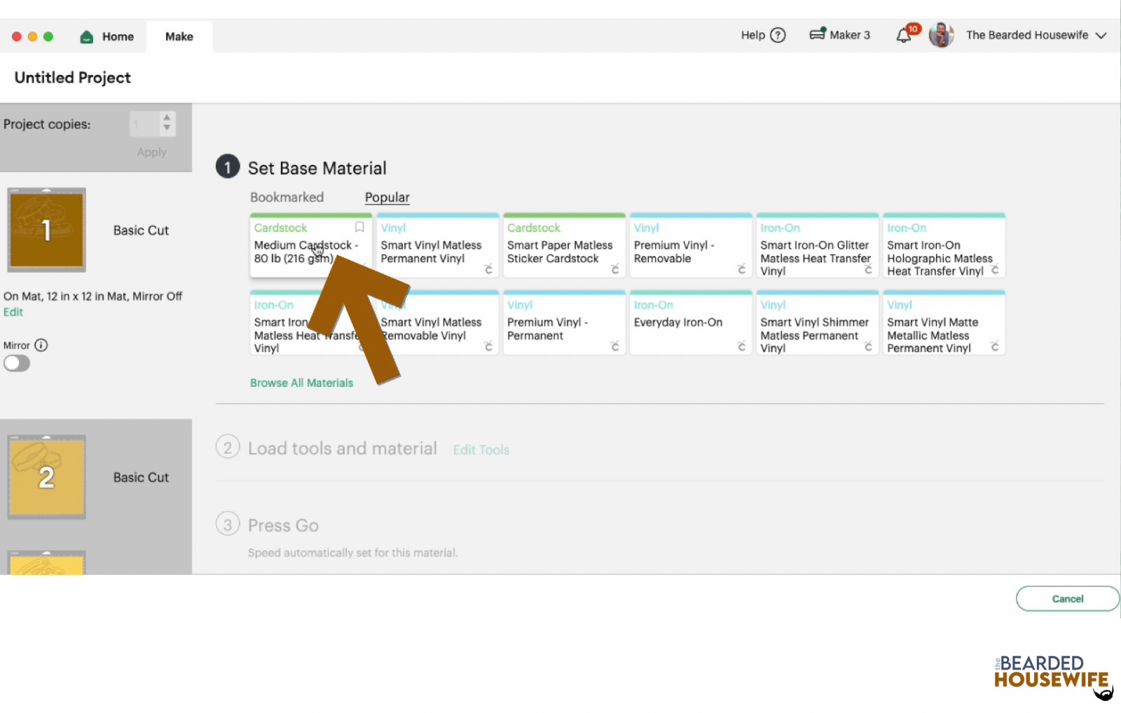 make your material selections