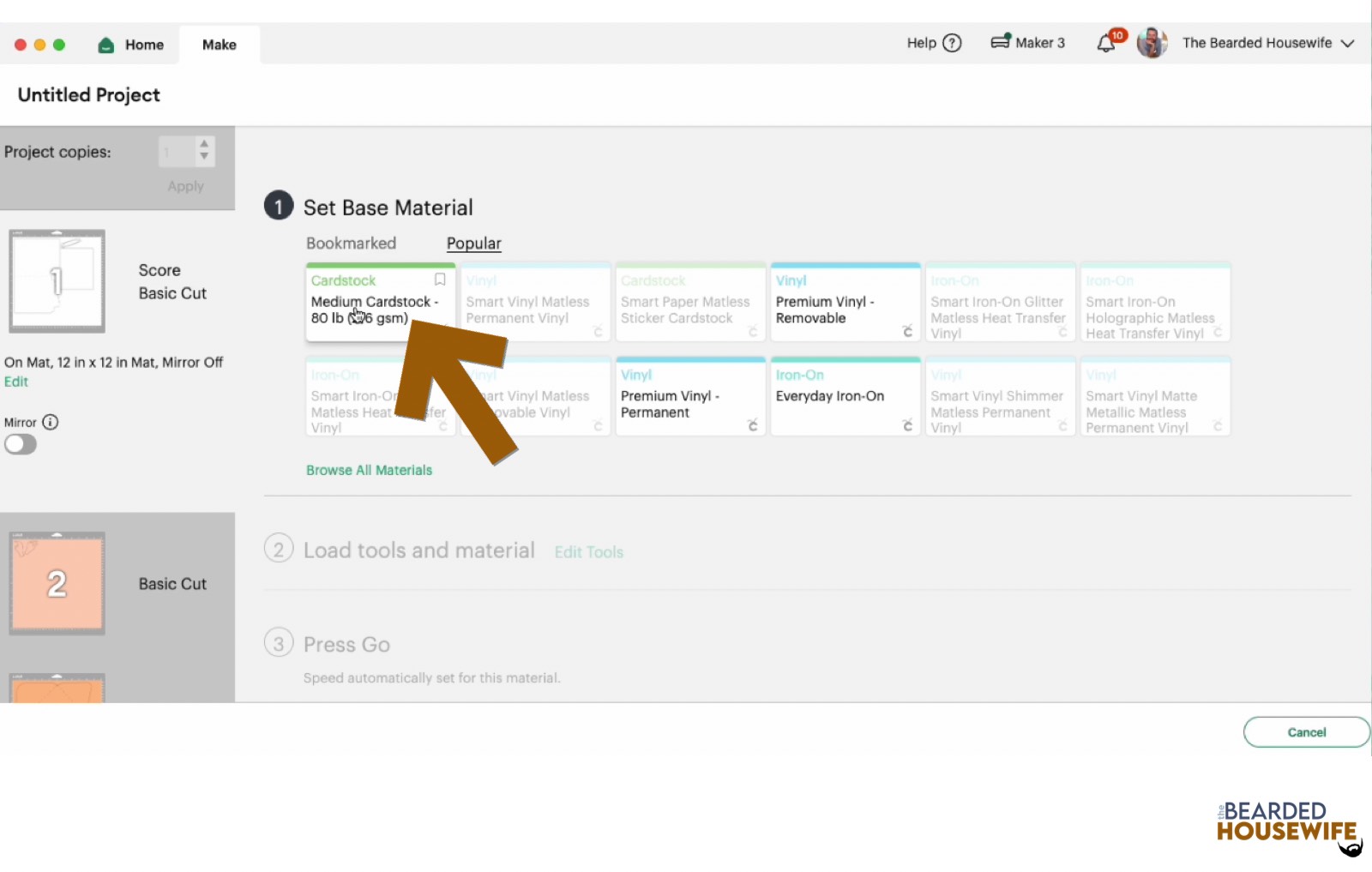 make your material selections