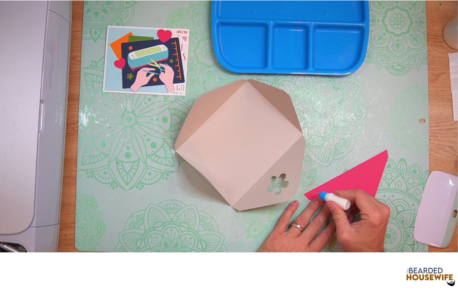 add glue along the outer edge of the inlay panel