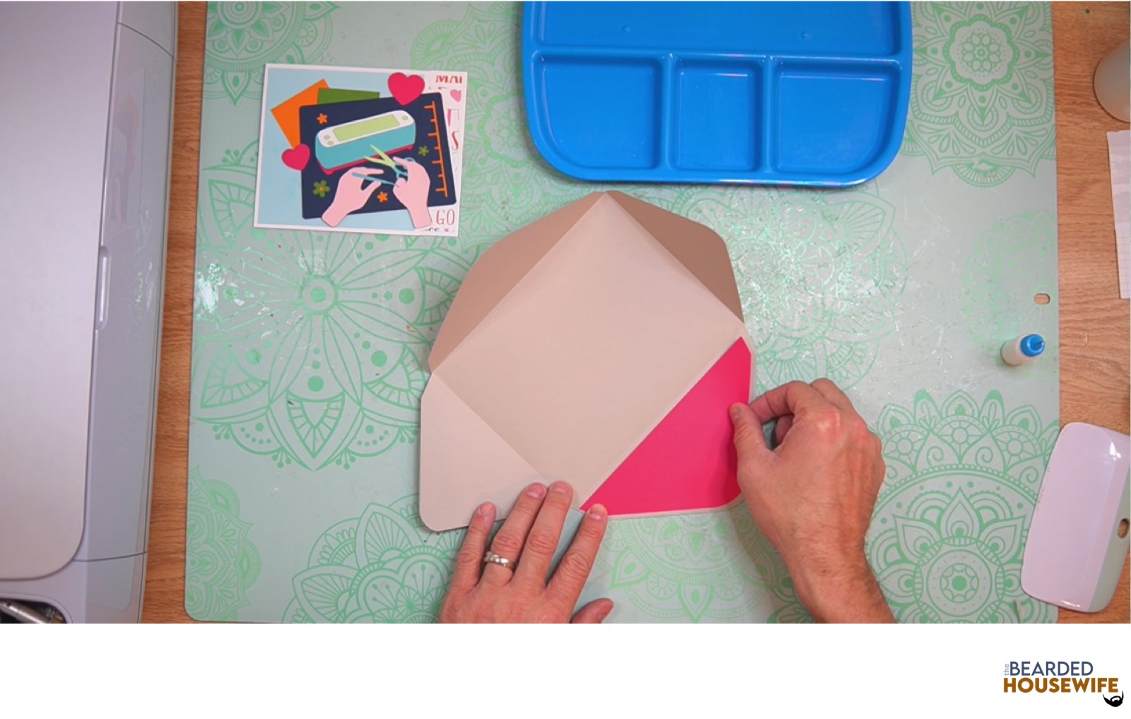 add inlay to the cutout on the envelope flap